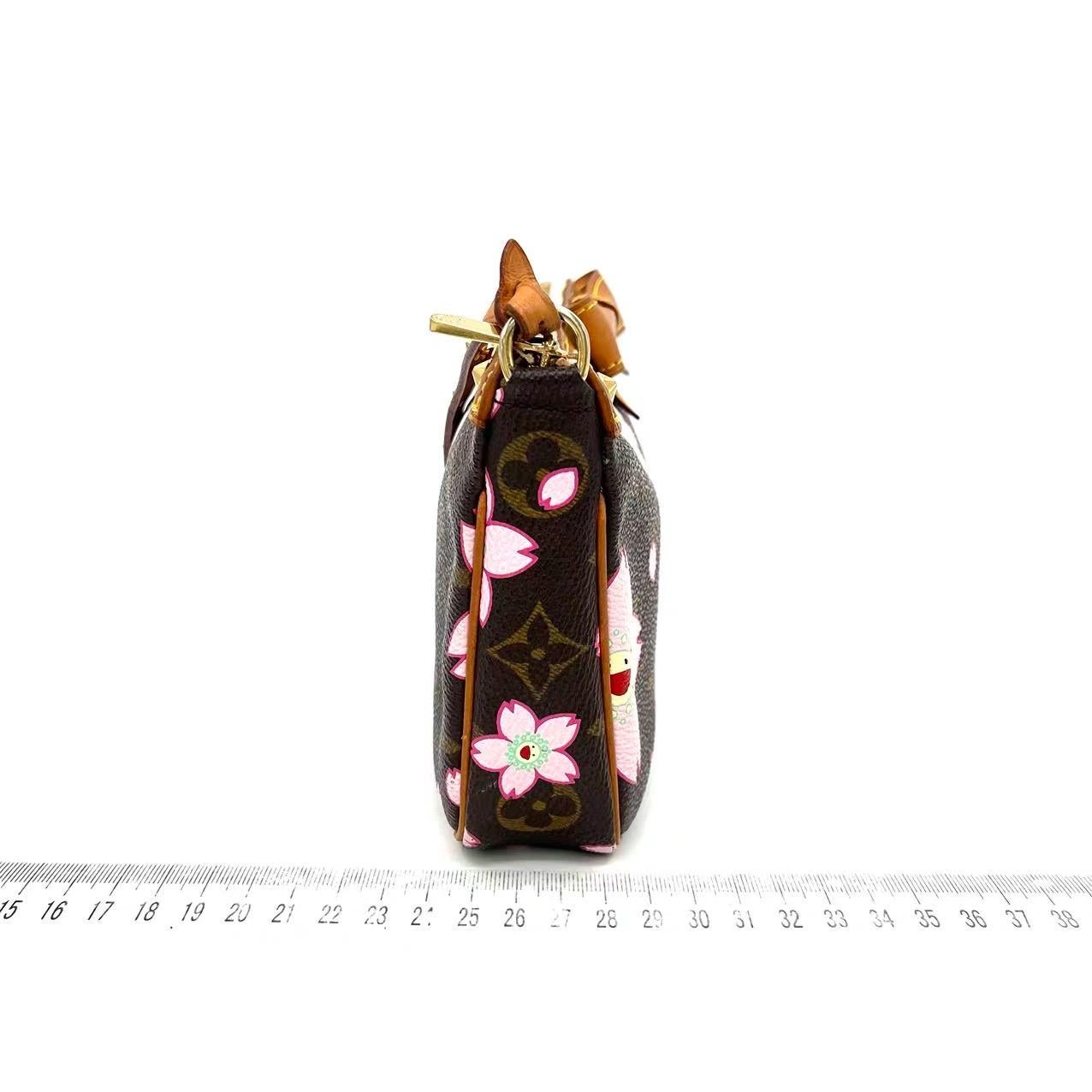 Women's Louis Vuitton x Takashi Murakami Cherry Blossom on Monogram Pochette Accessoire For Sale