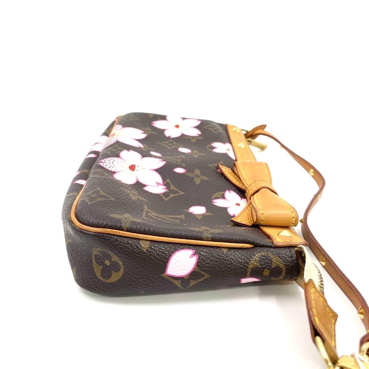 Black Louis Vuitton x Takashi Murakami Cherry Blossom Pochette Accessoires For Sale