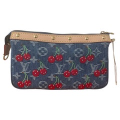 Louis Vuitton X Takashi Murakami Cherry Pochette Accessories Denim Monogram Gold