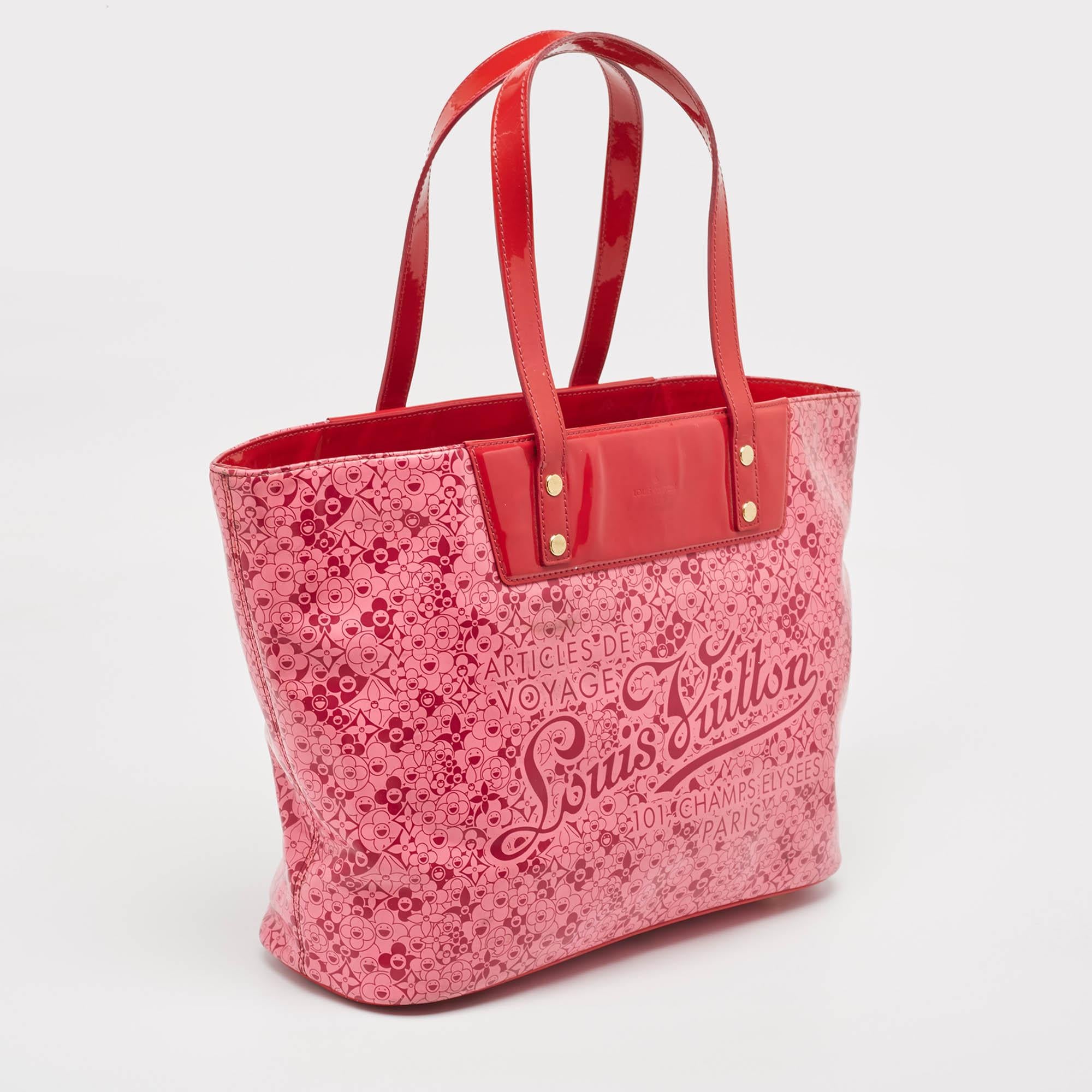 Pink Louis Vuitton x Takashi Murakami Coated Fabric Cosmic Blossom Tote