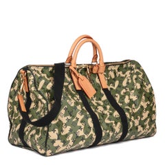 LOUIS VUITTON x Takashi Murakami Green Monogramouflage Keepall 55 Bandoulière