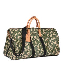LOUIS VUITTON x Takashi Murakami Green Monogramouflage Keepall 55 Bandoulière