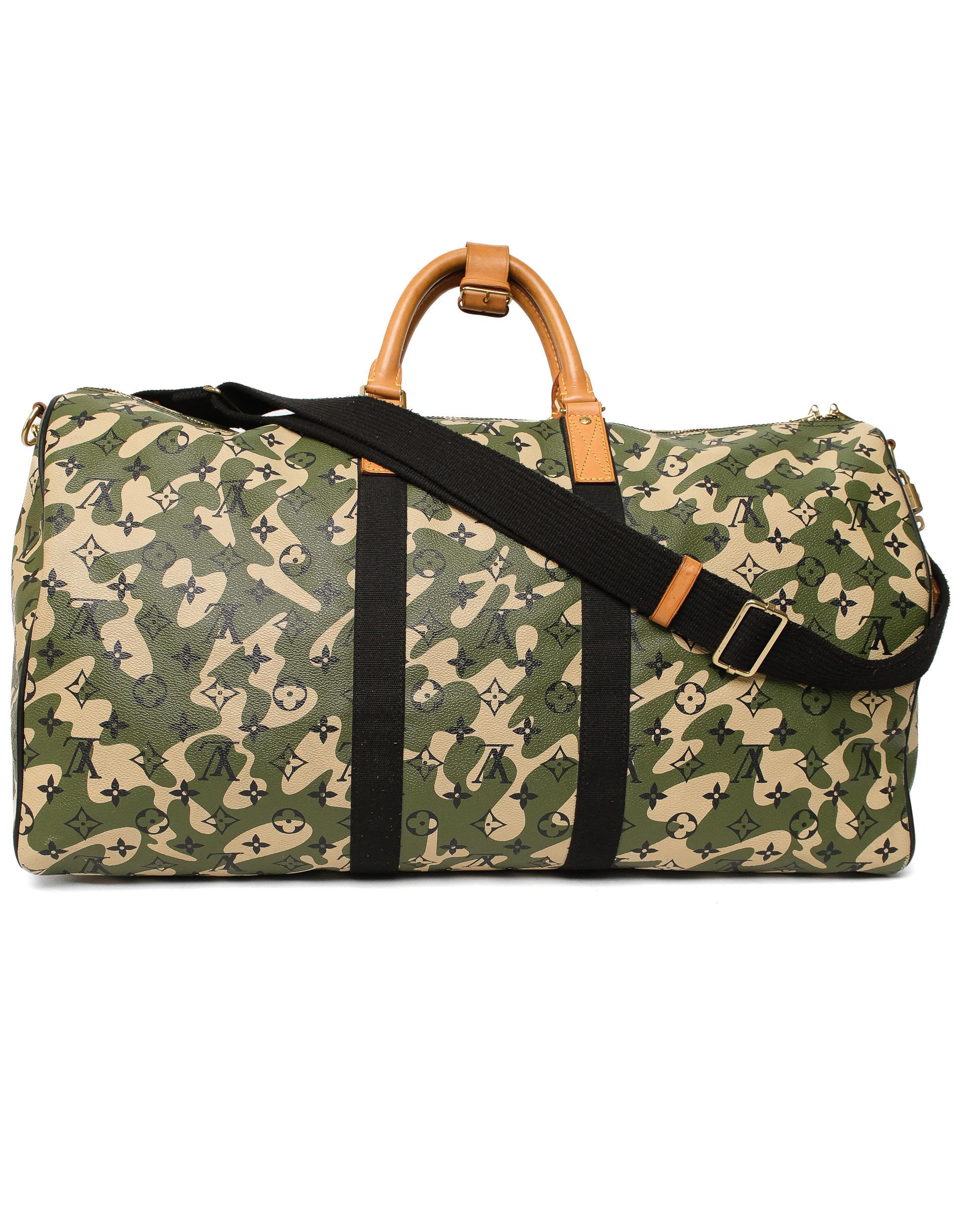 Louis Vuitton x Takashi Murakami Keepall 55 Bandoulière Camouflage L.E. For Sale 12