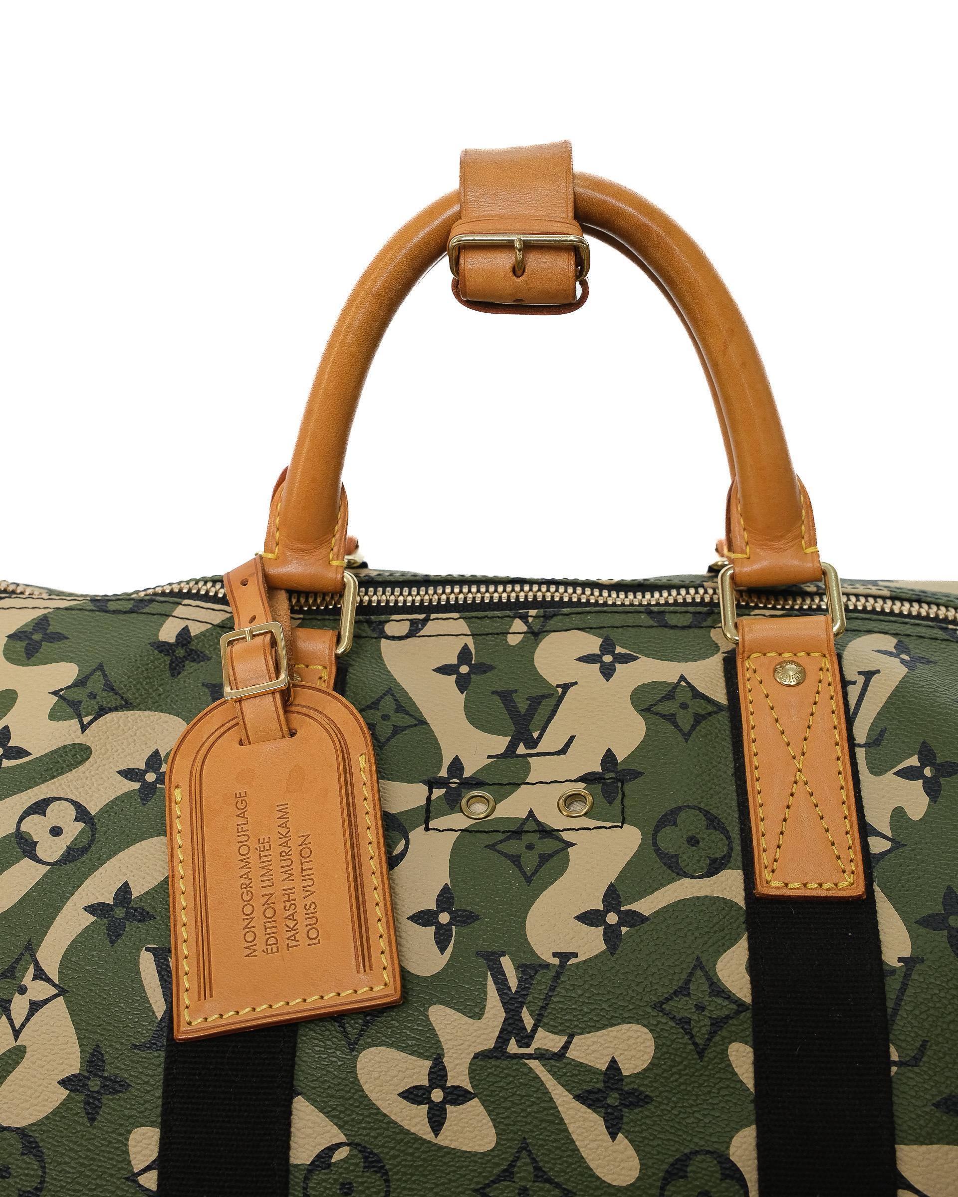 Women's or Men's Louis Vuitton x Takashi Murakami Keepall 55 Bandoulière Camouflage L.E. For Sale