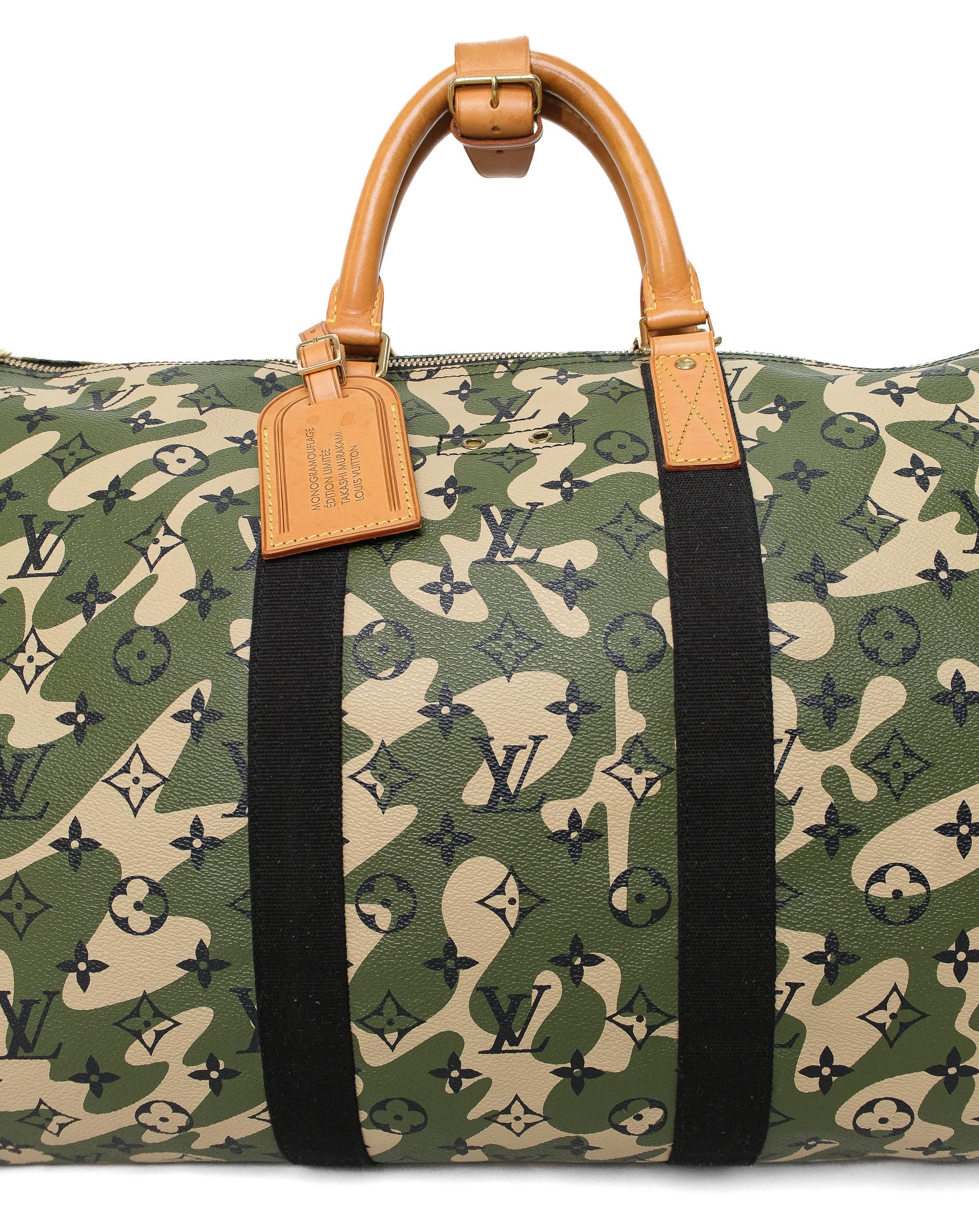 Louis Vuitton x Takashi Murakami Keepall 55 Bandoulière Camouflage L.E. For Sale 2