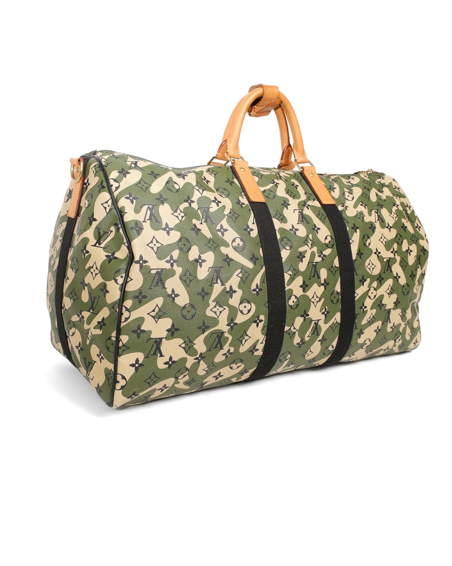 Louis Vuitton x Takashi Murakami Keepall 55 Bandoulière Camouflage L.E. For Sale 5