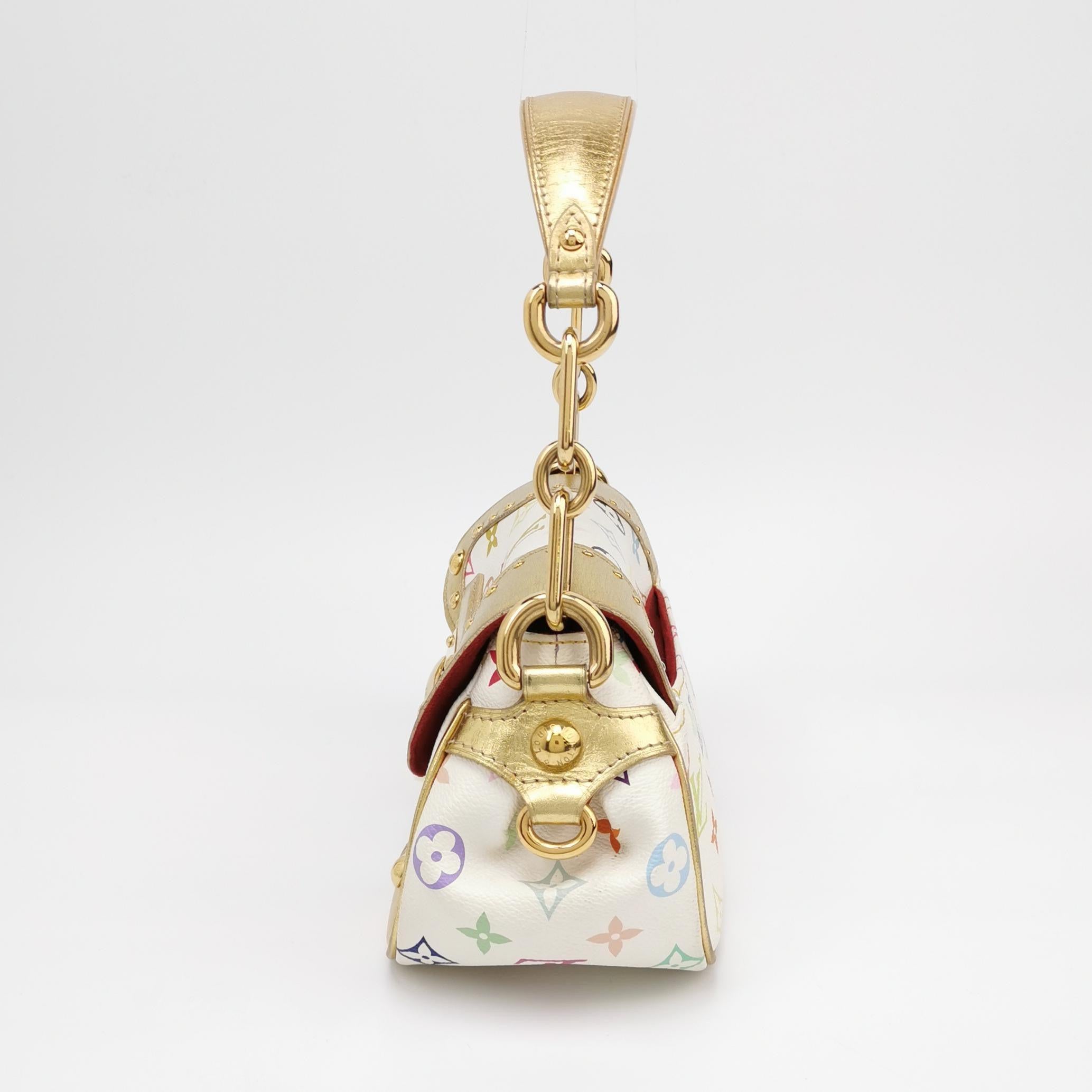 Beige Louis Vuitton x Takashi Murakami Marilyn Small White Multicolor Gold Leather