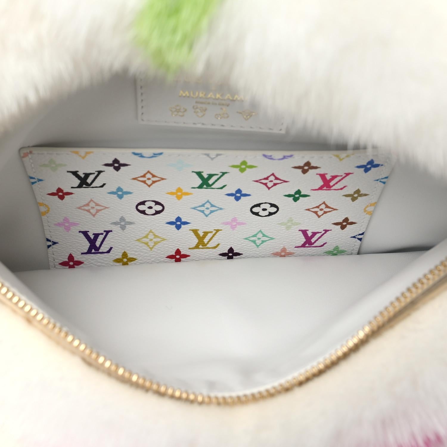 Louis Vuitton x Takashi Murakami Mink Ostrich Monogram Multicolor Bum Bag In New Condition In West Hartford, CT