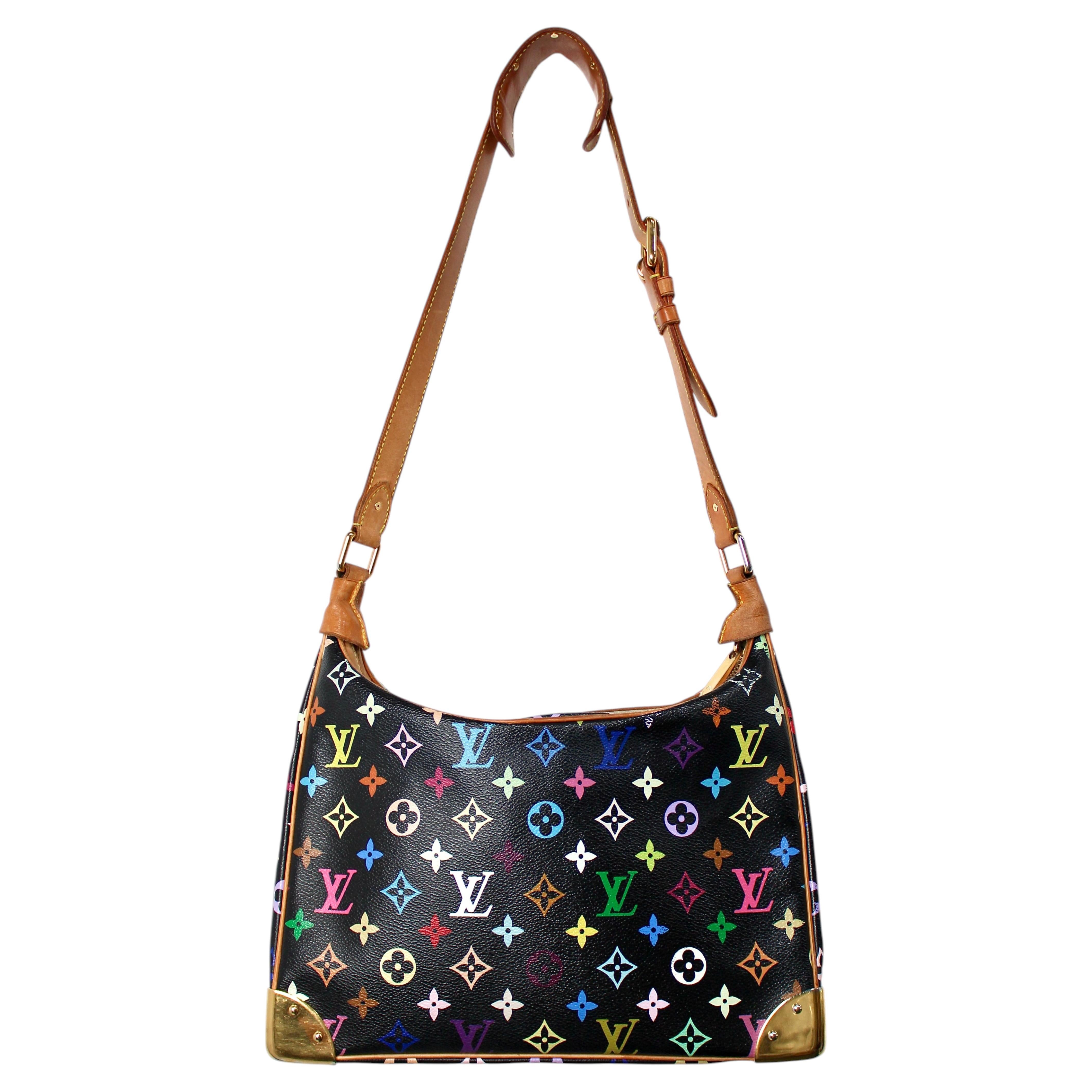 Louis Vuitton X Takashi Murakami Multicolor Monogram Boulogne Shoulder Bag Y2K For Sale