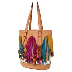 Louis Vuitton x Takashi Murakami Multicolor Monogram Fringe Bucket Bag with Bead