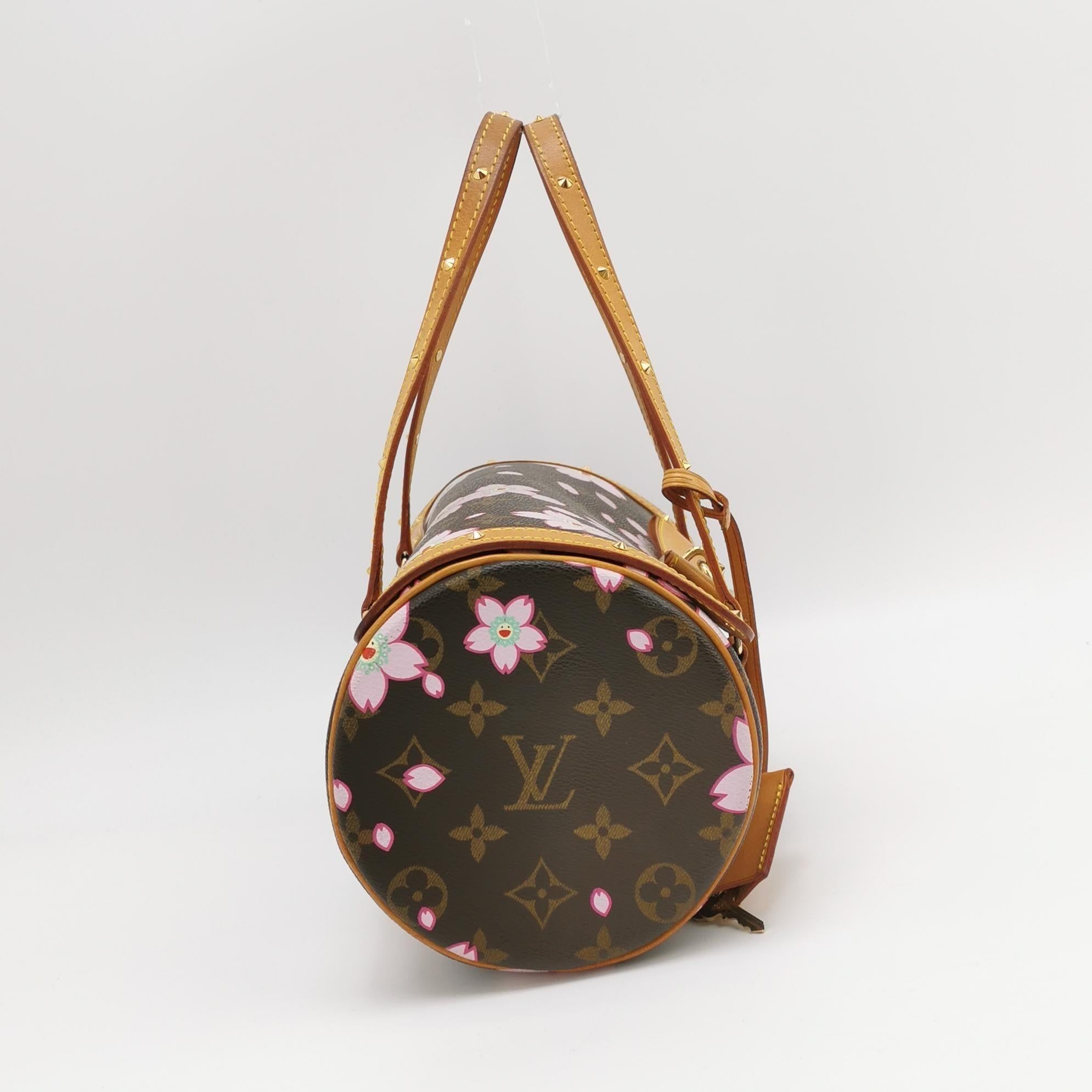 Brown Louis Vuitton x Takashi Murakami Papillon 28 Cherry Blossom Monogram Handbag