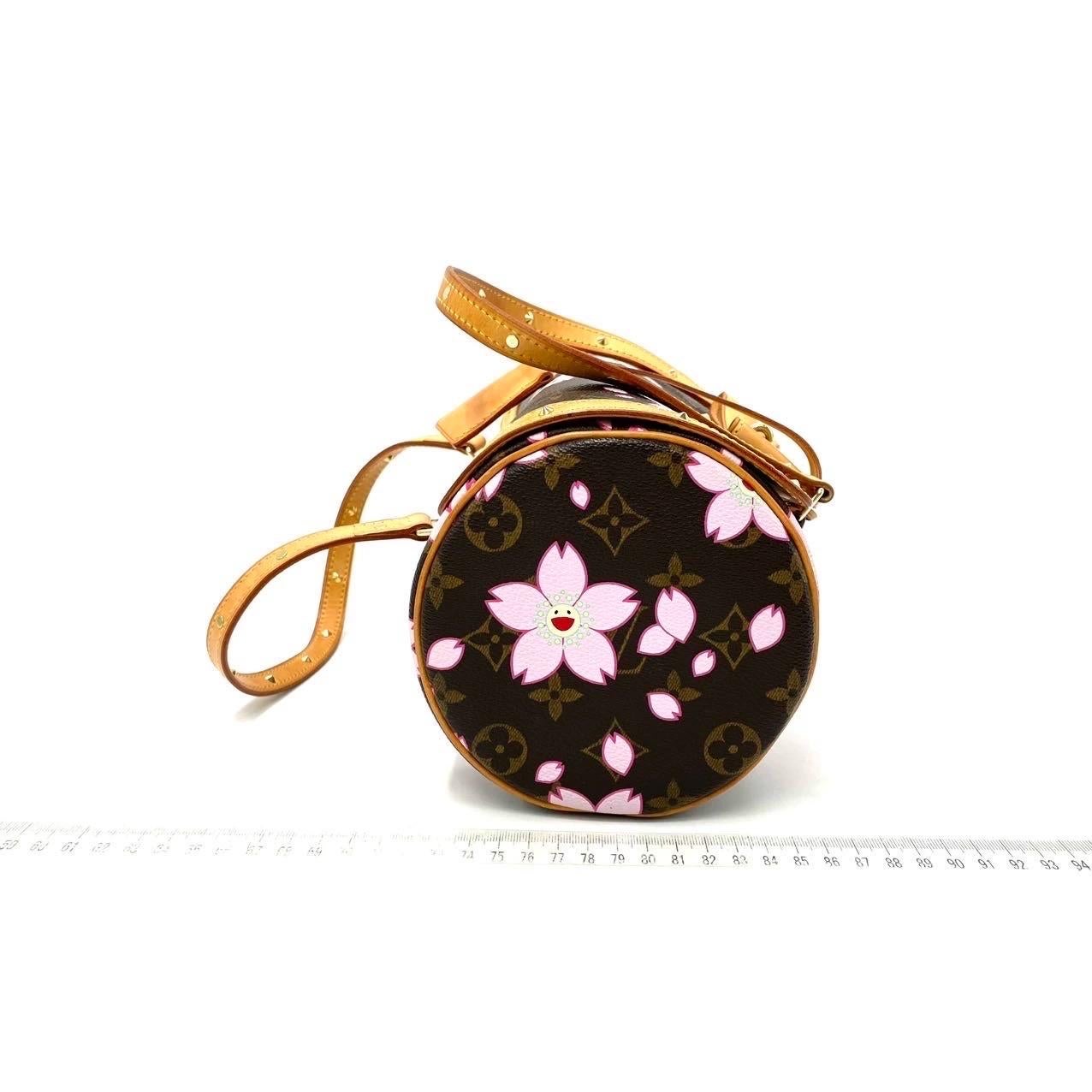 Black Louis Vuitton x Takashi Murakami Papillon 28 Cherry Blossom Monogram Handbag