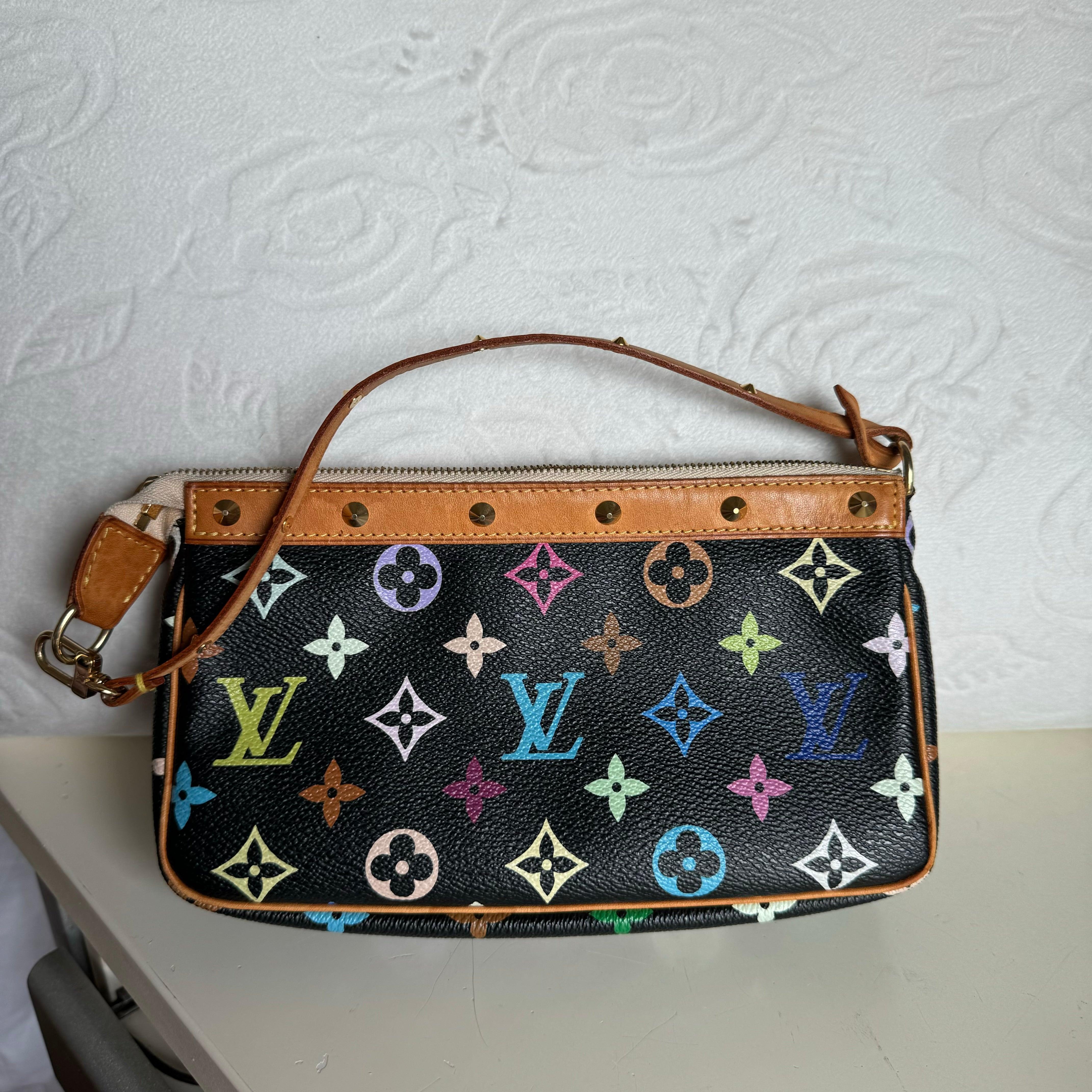 Louis Vuitton x Takashi Murakami Pochette Accessoire Black Multicolor
  These are professional photos of the actual bag offered by Luxbags.
  The Pochette Accessoire Bag is one of the most iconic design by the French fashion house, Louis Vuitton in
