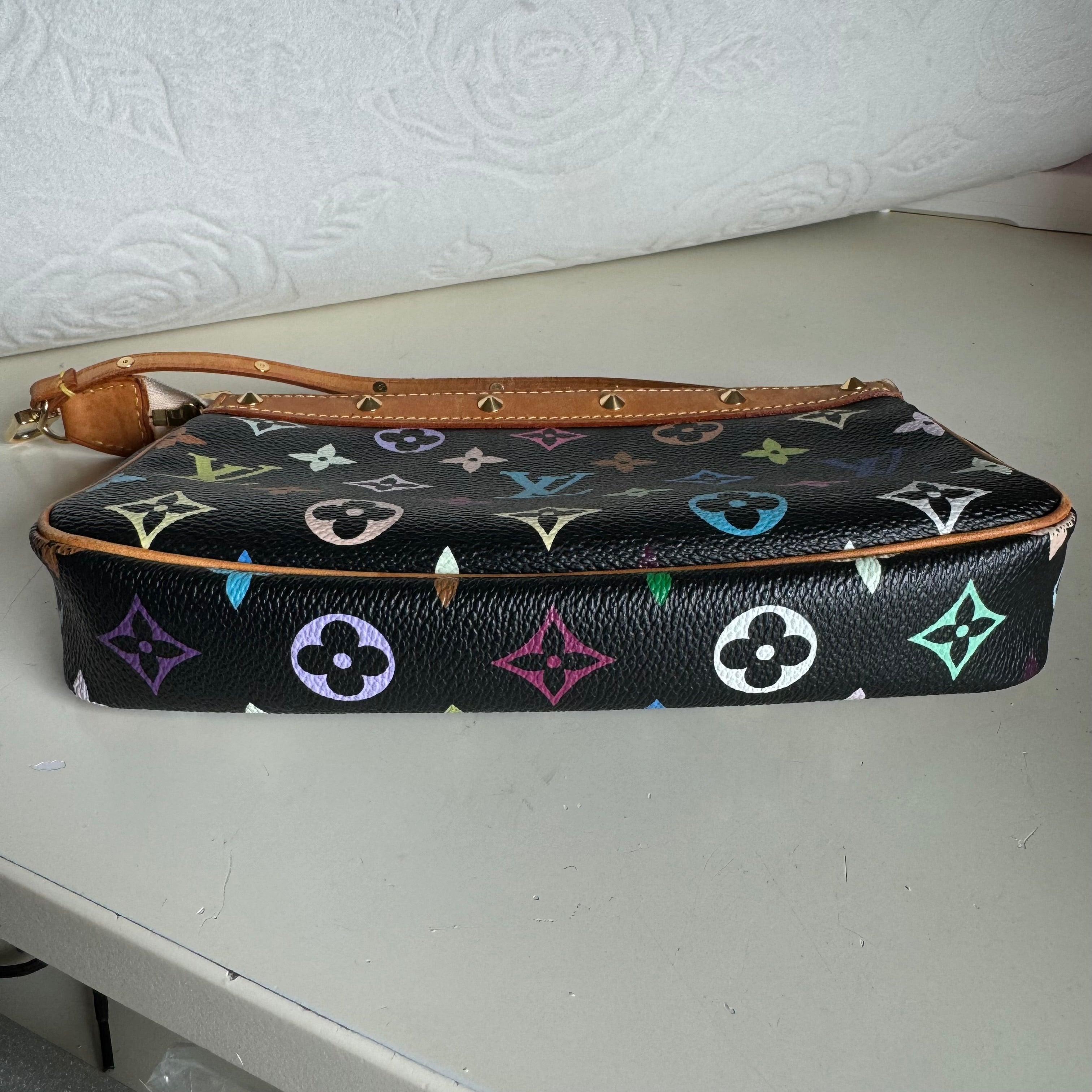 Louis Vuitton x Takashi Murakami Pochette Accessoire Black Multicolor In Excellent Condition In AUBERVILLIERS, FR