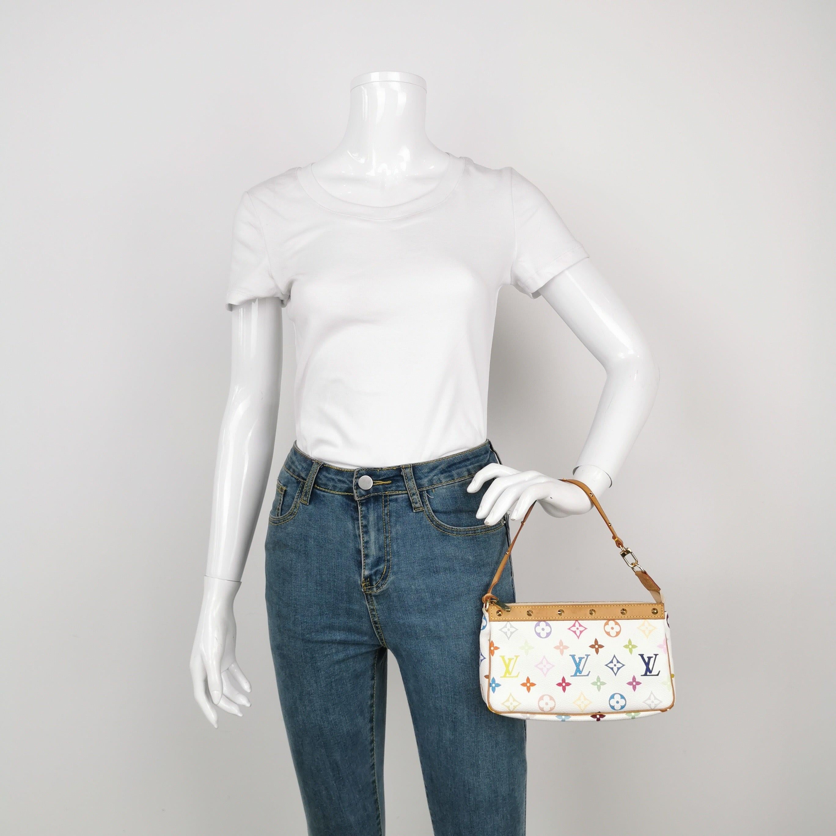 Louis Vuitton x Takashi Murakami Pochette Accessoire White Multicolor
These are professional photos of the actual bag.
The Pochette Accessoire Bag is one of the most iconic design by the French fashion house, Louis Vuitton in collaboration with
