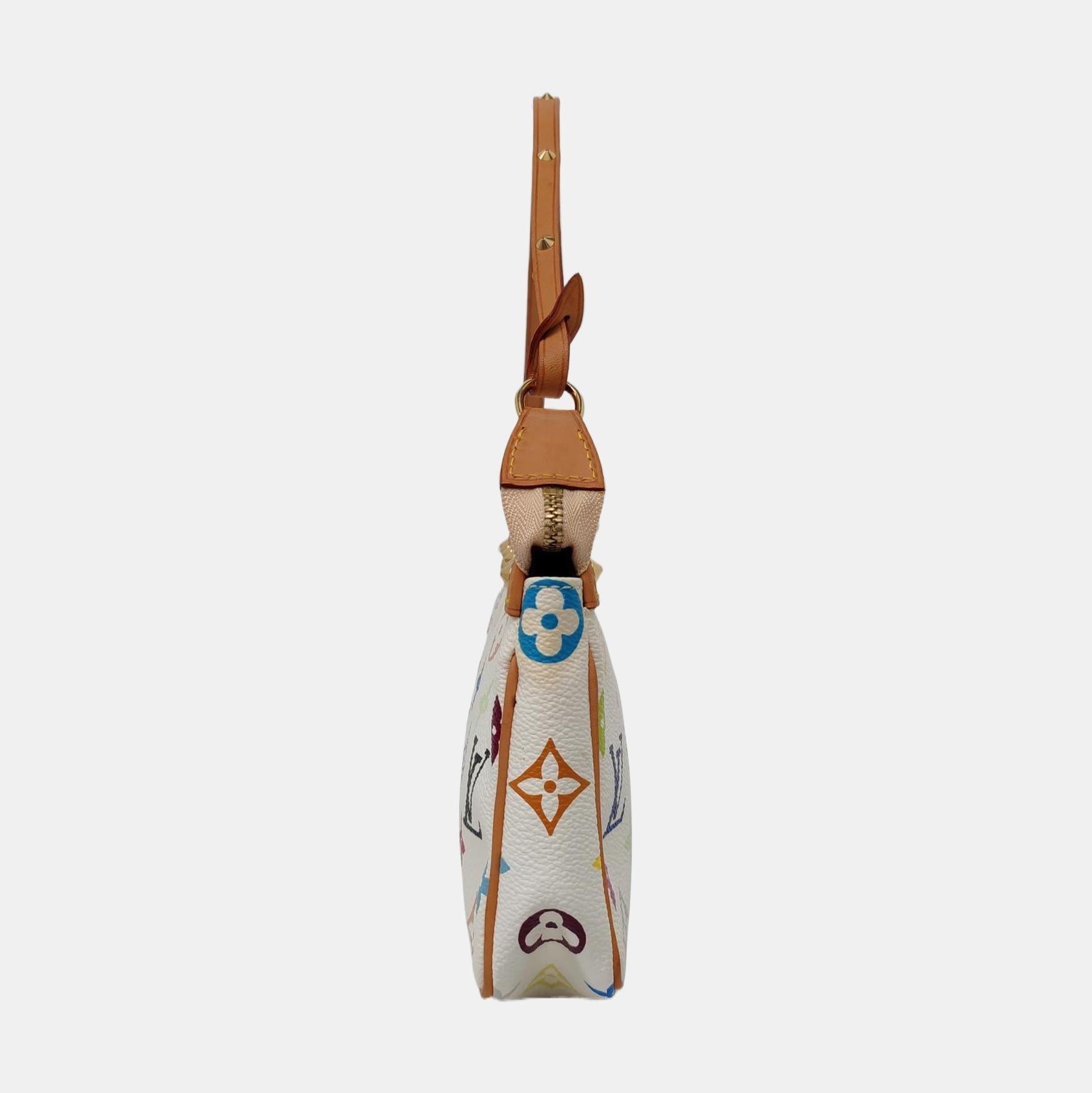 Grigio Louis Vuitton x Takashi Murakami Pochette Accessoire Bianco Multicolore in vendita