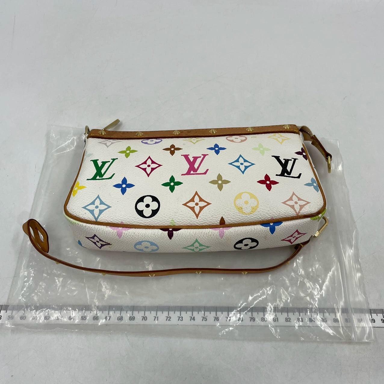 Louis Vuitton x Takashi Murakami Pochette Accessoire White Multicolor For Sale 3