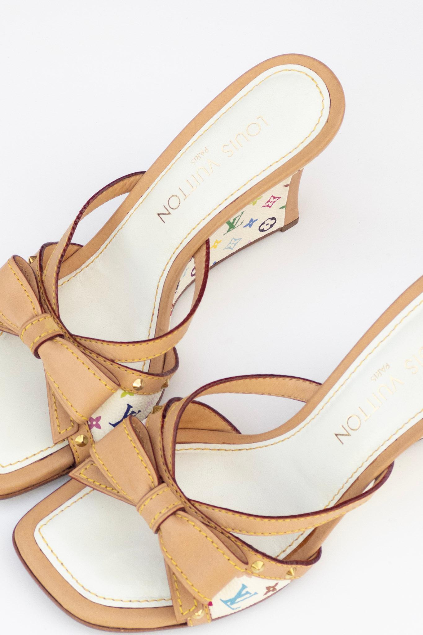 Louis Vuitton x Takashi Murakami SELTENe Keilschuhe mit Absatz mit Absatz Gr. 37,5 (Beige)