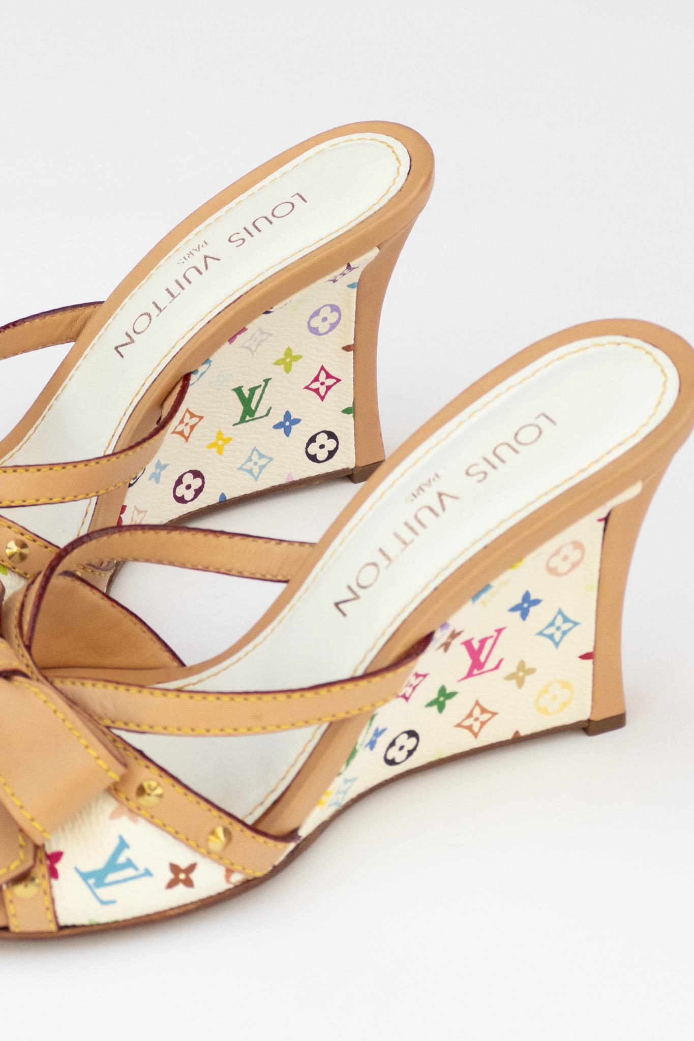 Louis Vuitton x Takashi Murakami SELTENe Keilschuhe mit Absatz mit Absatz Gr. 37,5 1