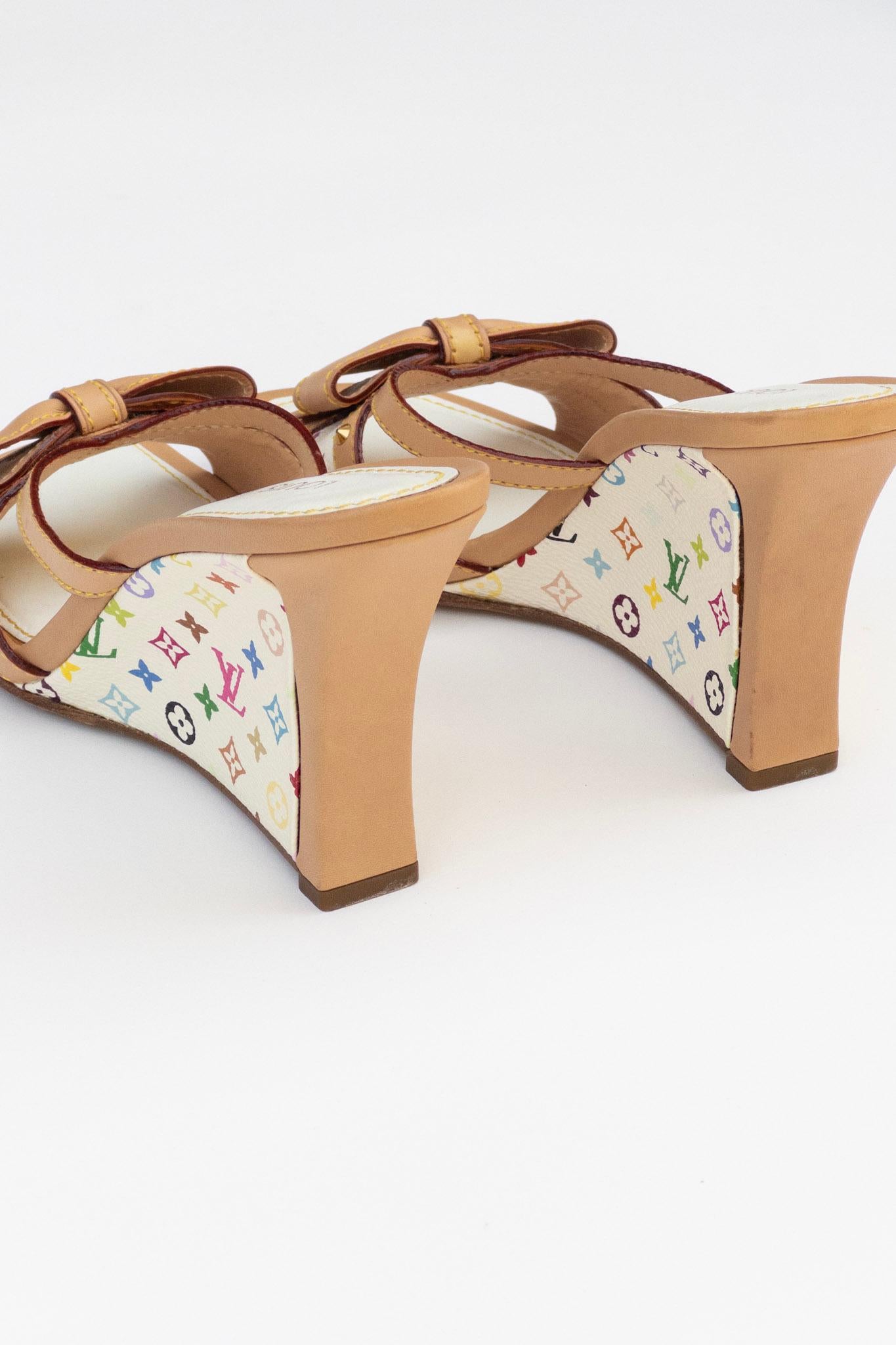 Louis Vuitton x Takashi Murakami SELTENe Keilschuhe mit Absatz mit Absatz Gr. 37,5 2