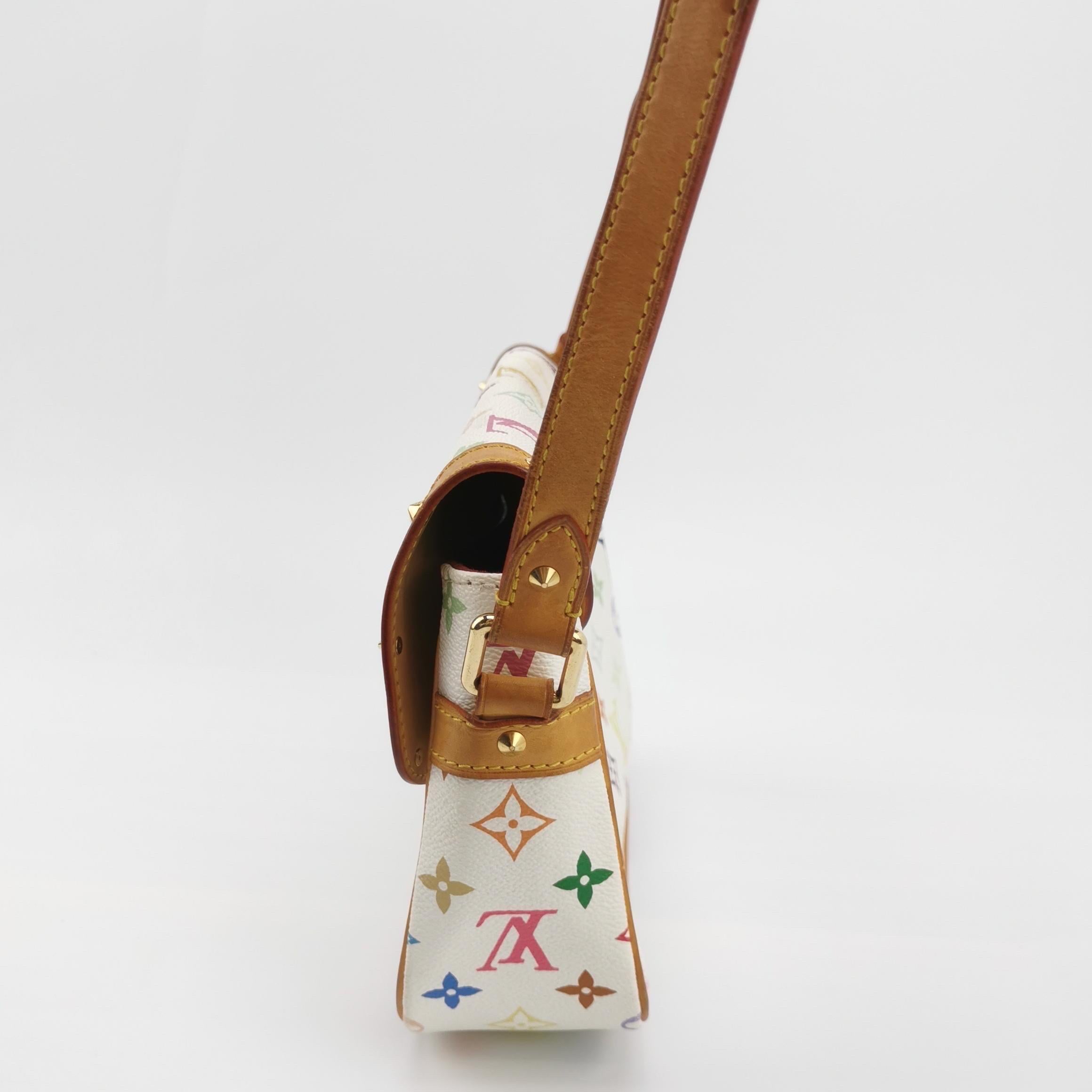 Louis Vuitton x Takashi Murakami Bolso Crossbody Mensajero Sologne Blanco Multicolor en Bueno Estado en AUBERVILLIERS, FR