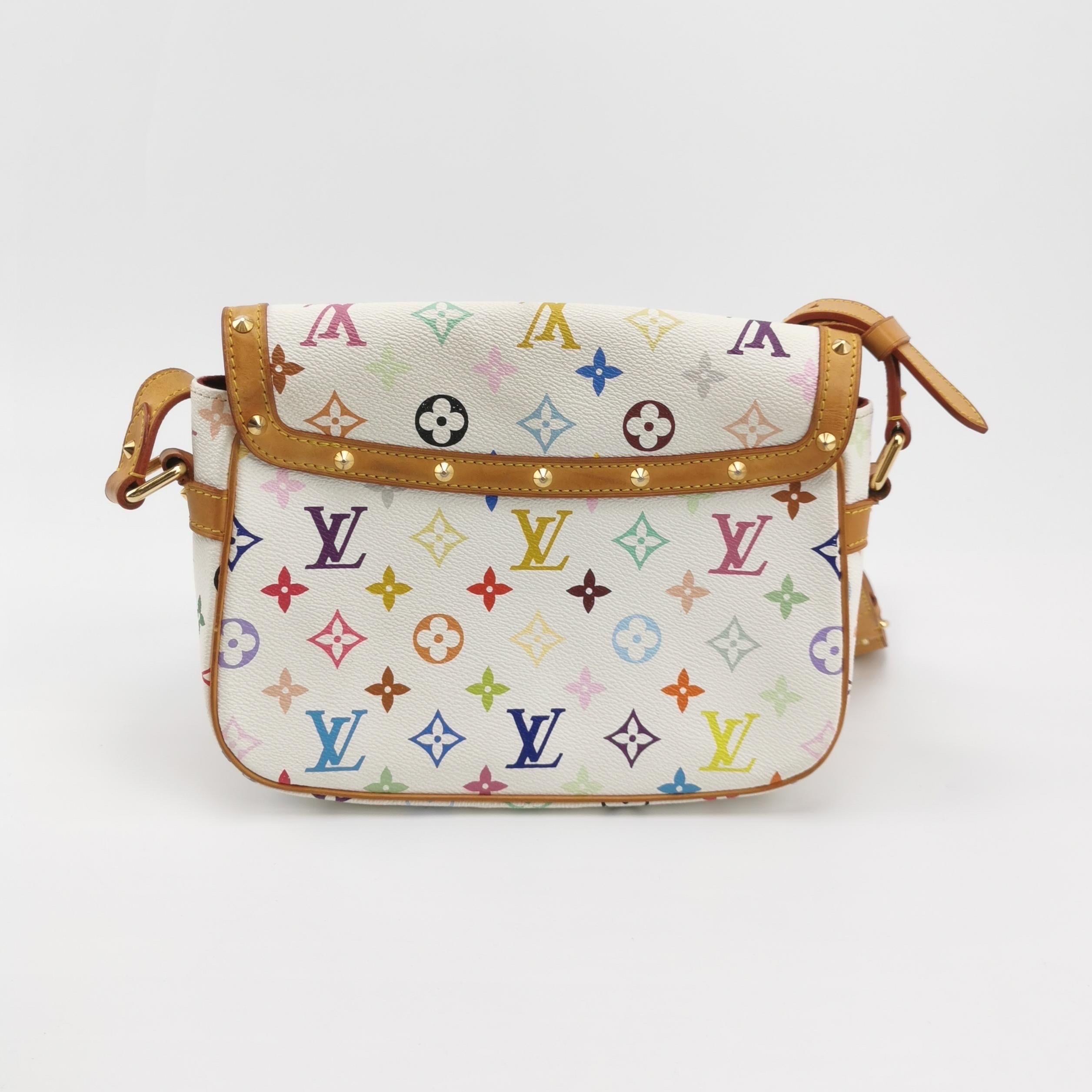 De las mujeres Louis Vuitton x Takashi Murakami Bolso Crossbody Mensajero Sologne Blanco Multicolor