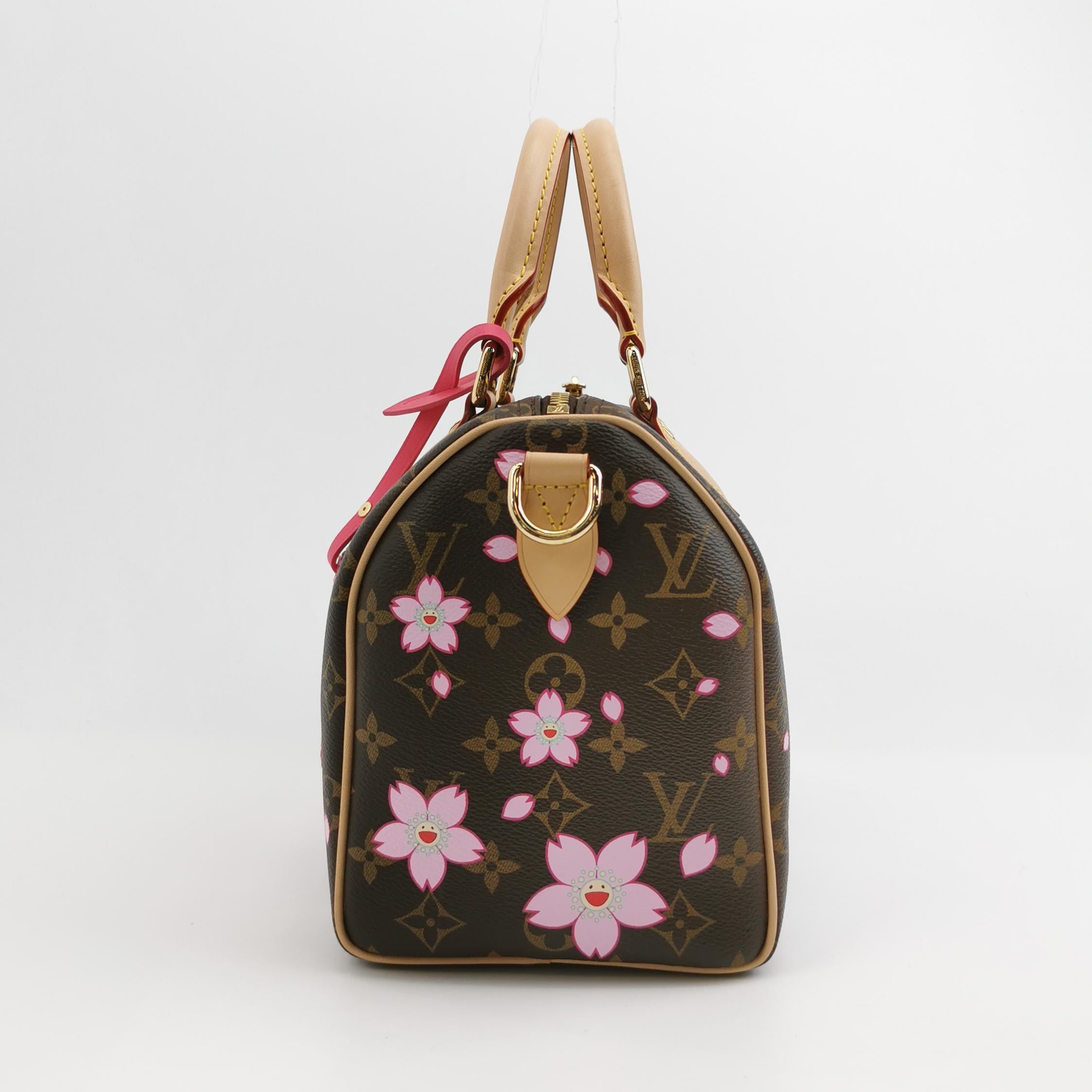 Noir Louis Vuitton x Takashi Murakami Speedy 25 Cherry Blossoms sur le Monogramme en vente