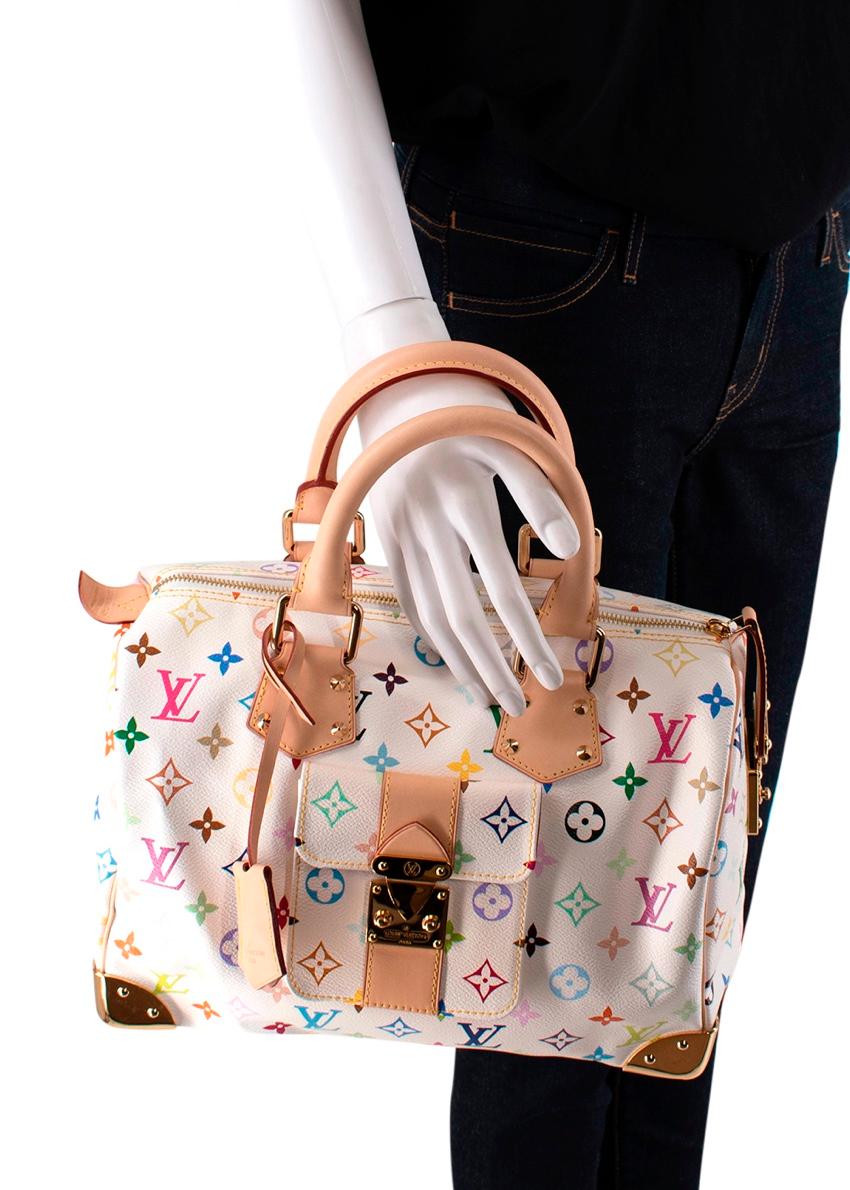 Beige Louis Vuitton x Takashi Murakami Speedy 30 Leather Bag For Sale