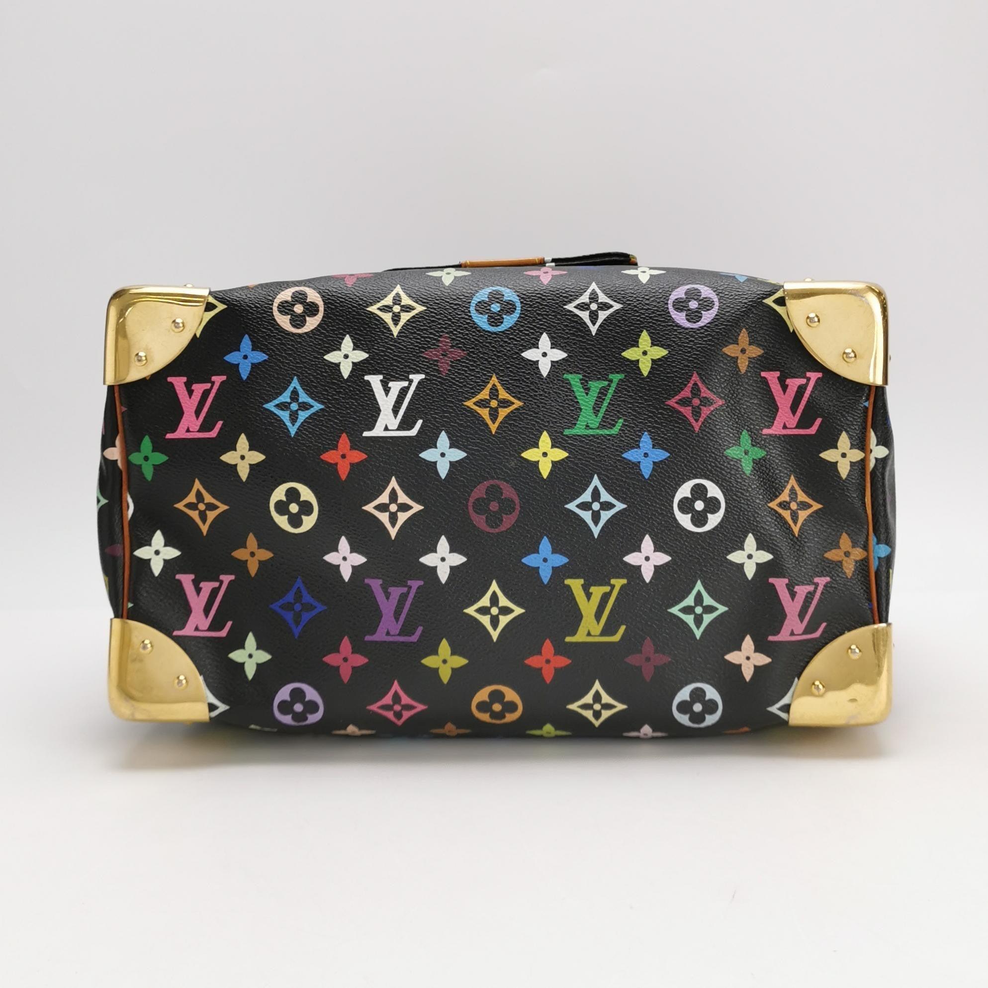 Women's Louis Vuitton x Takashi Murakami Speedy 30 Lock Black Multicolor