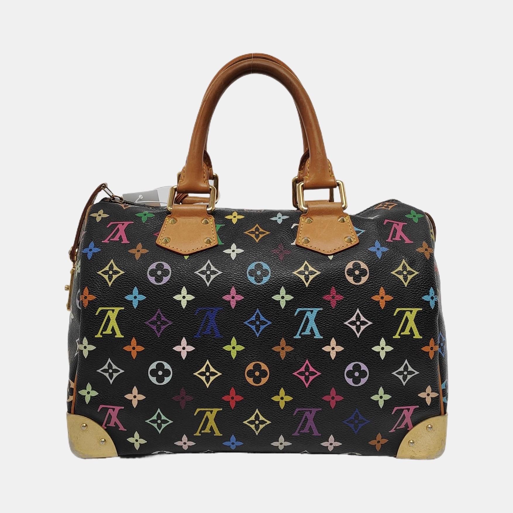 Women's Louis Vuitton x Takashi Murakami Speedy 30 Lock Black Multicolor