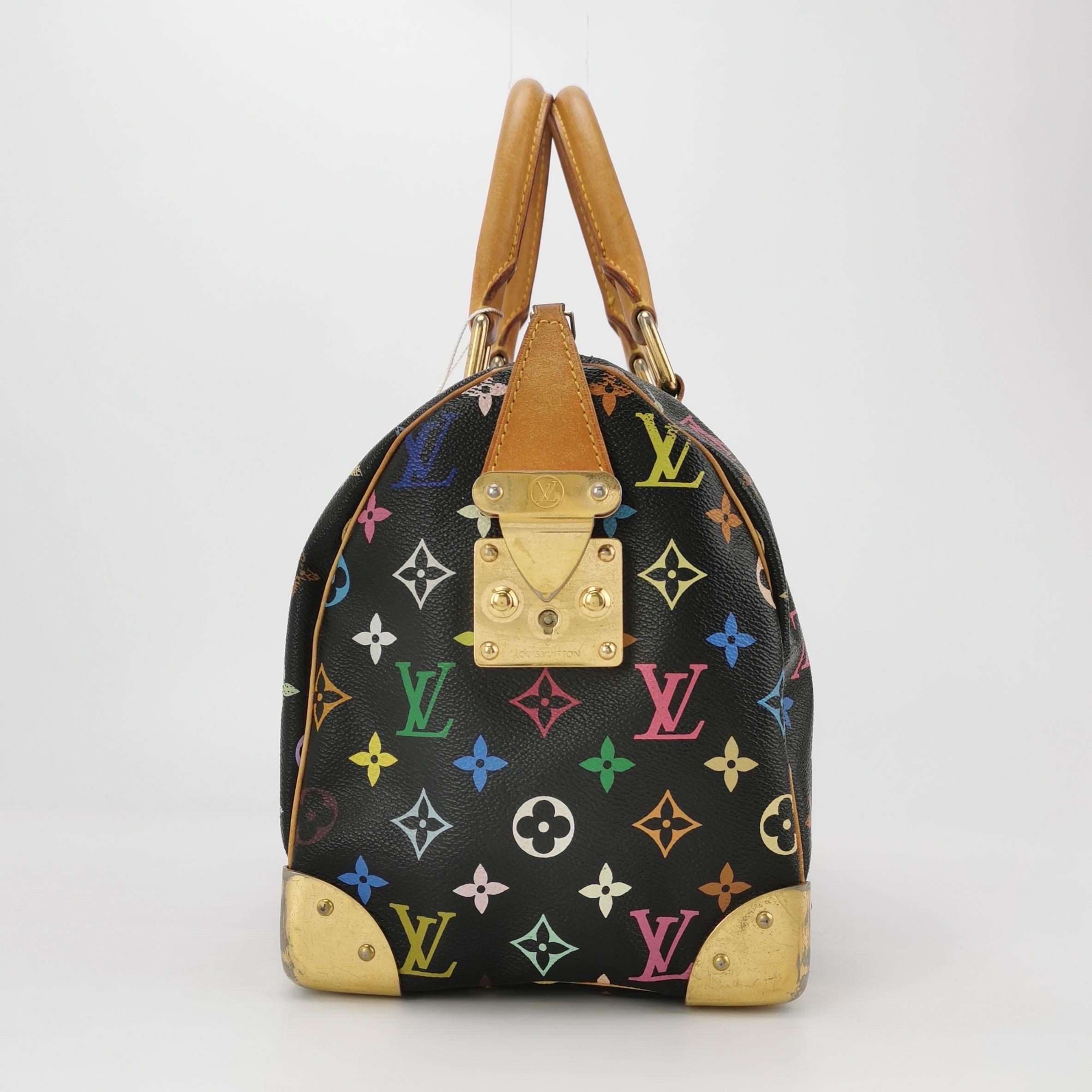 Louis Vuitton x Takashi Murakami Speedy 30 Lock Black Multicolor Pour femmes en vente