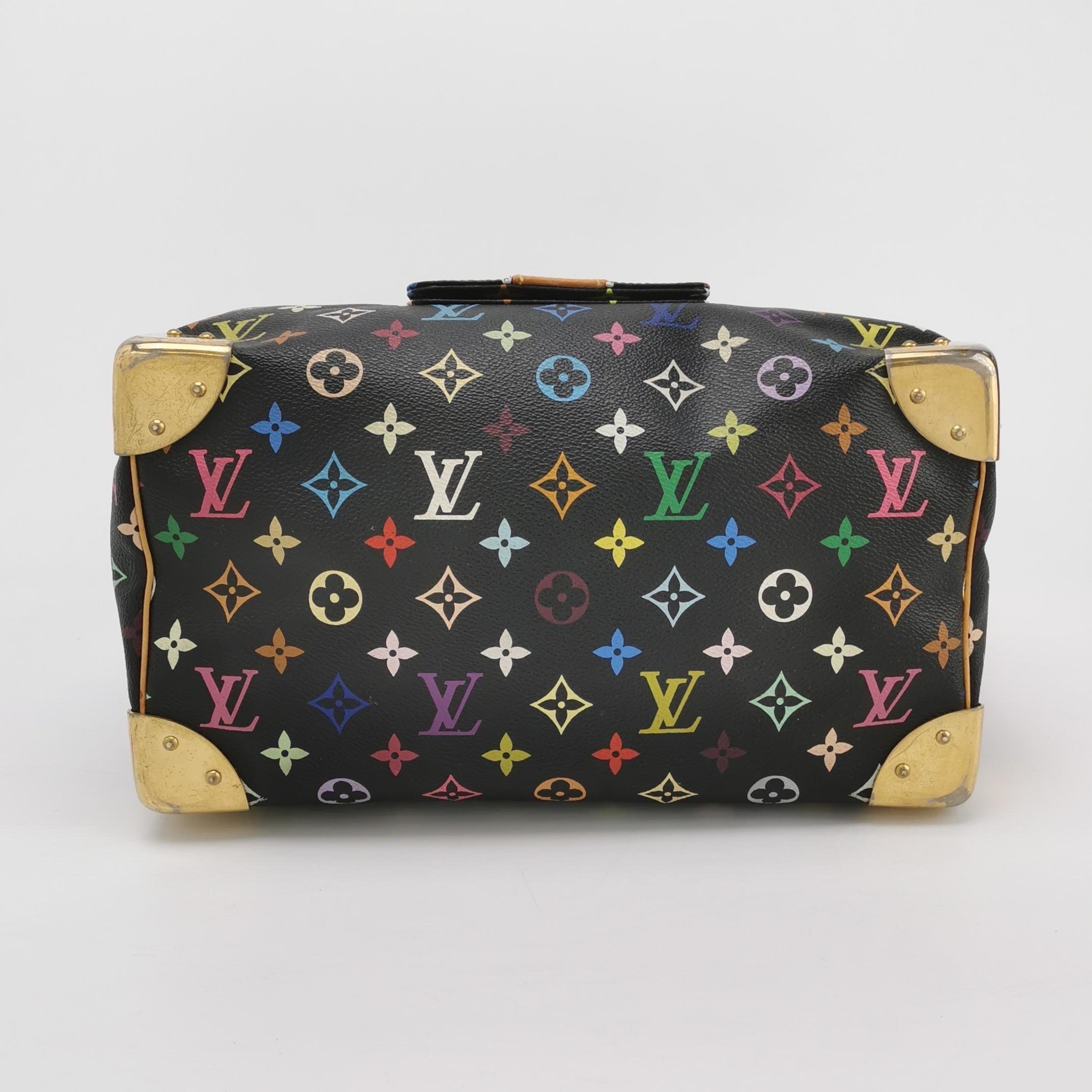 Louis Vuitton x Takashi Murakami Speedy 30 Lock Black Multicolor en vente 1