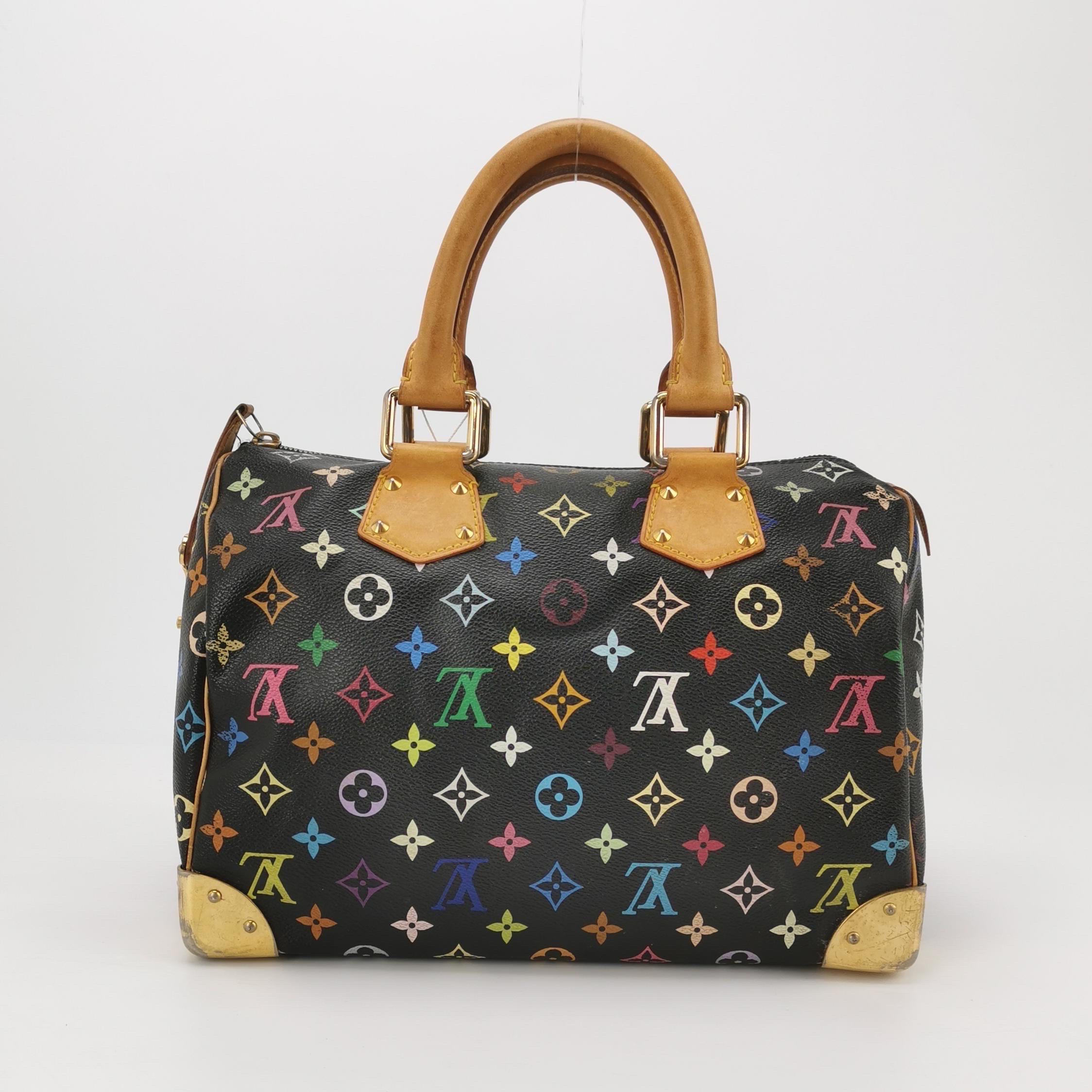 Louis Vuitton x Takashi Murakami Speedy 30 Lock Black Multicolor en vente 2