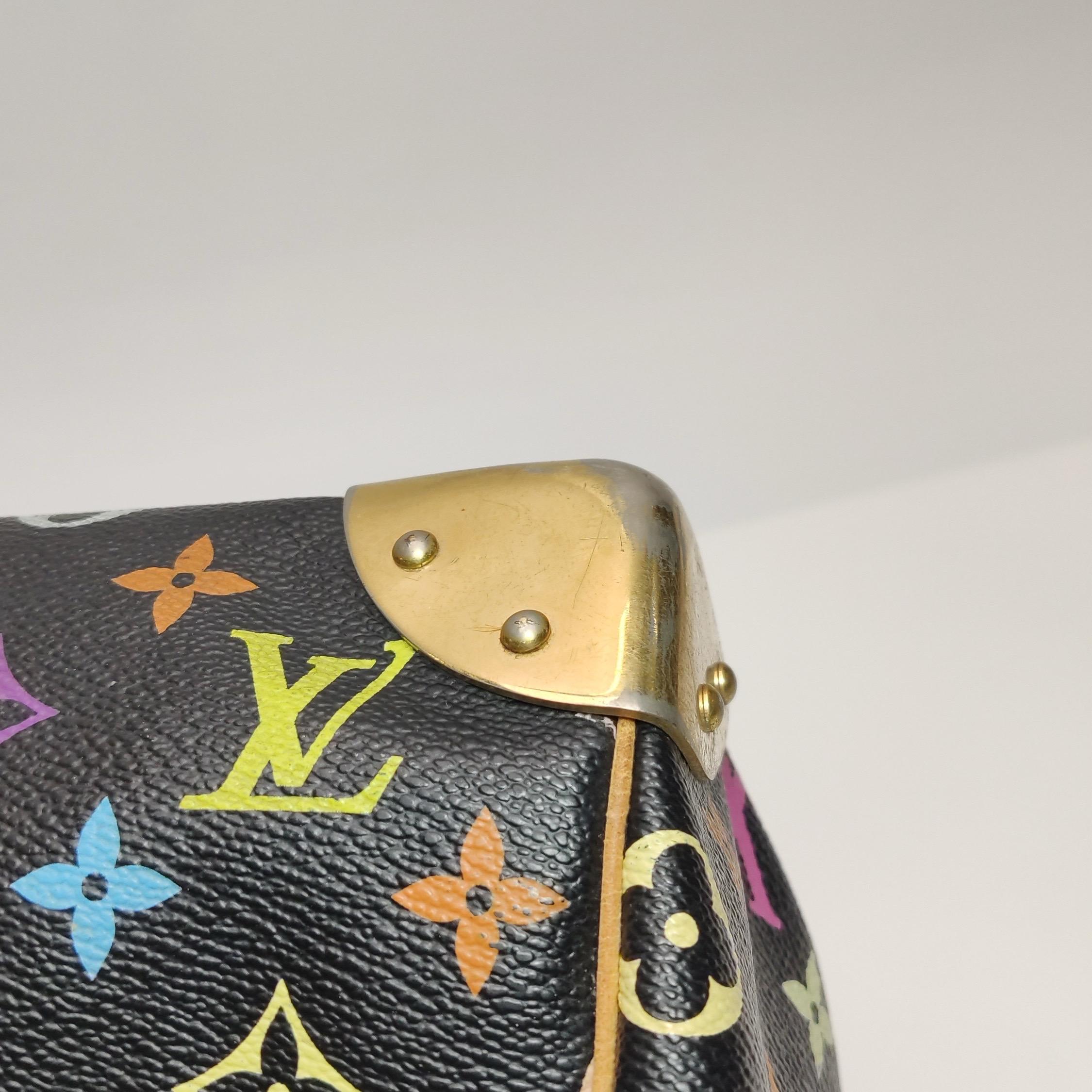 Louis Vuitton x Takashi Murakami Speedy 30 Lock Black Multicolor en vente 3