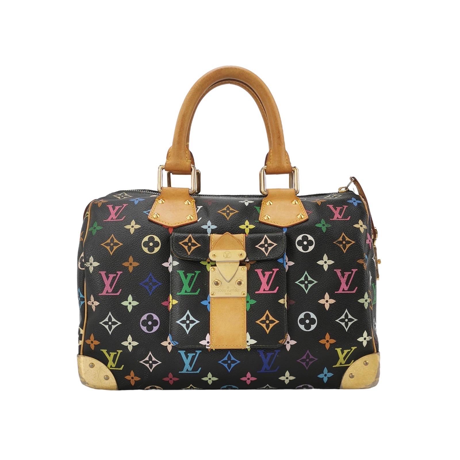 Louis Vuitton x Takashi Murakami Speedy 30 Lock Black Multicolor en vente