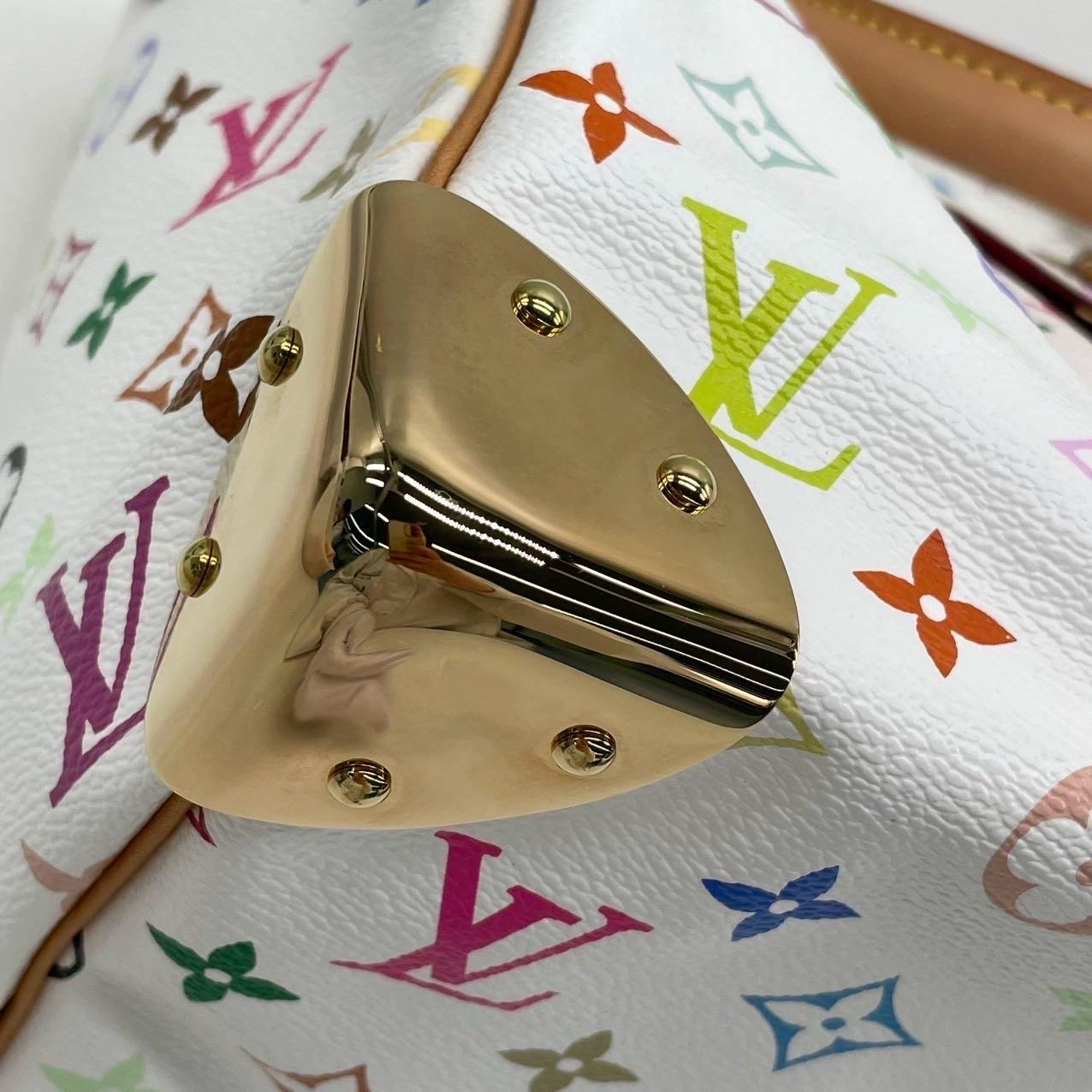 Louis Vuitton x Takashi Murakami Speedy 30 Lock White Multicolor For Sale 5