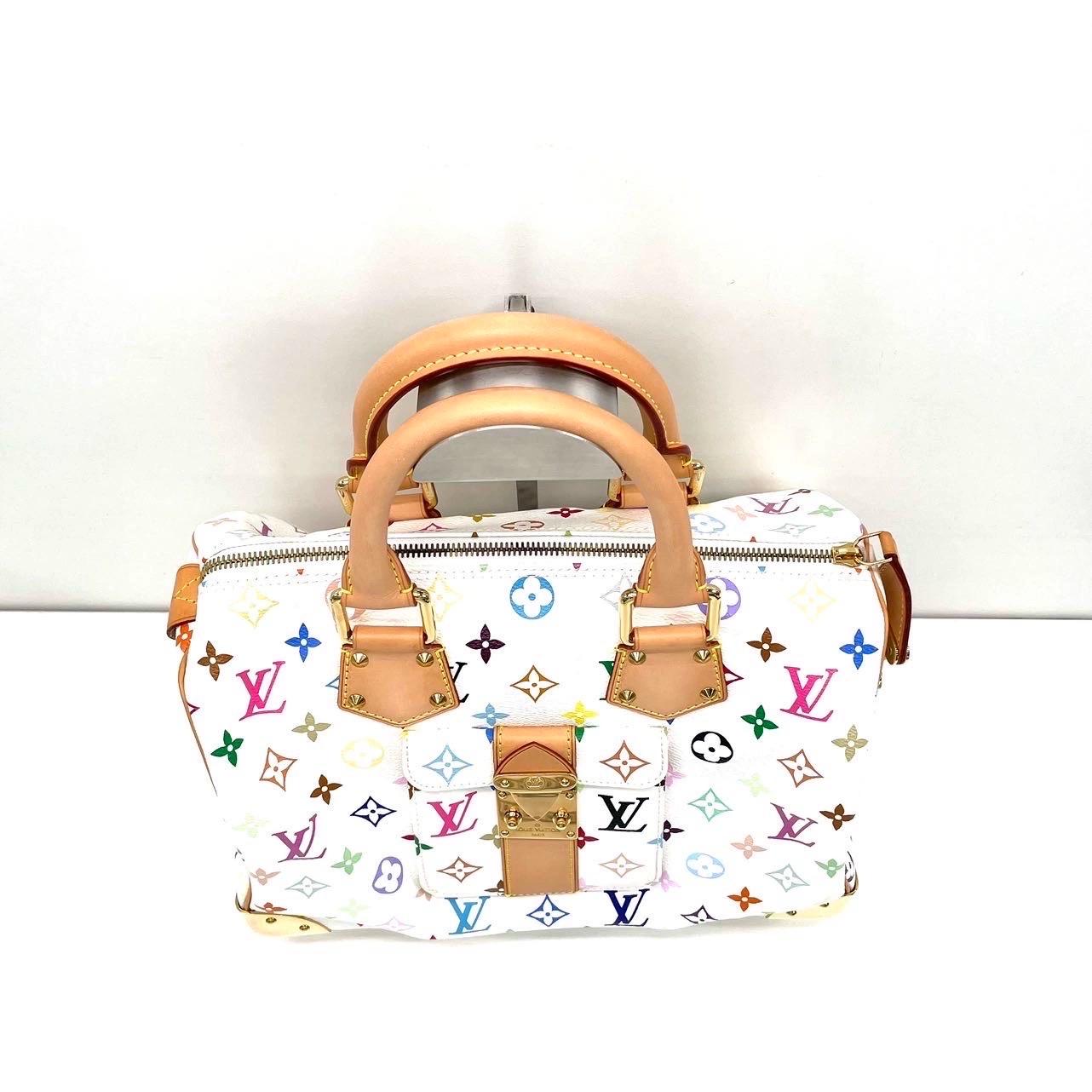 Louis Vuitton x Takashi Murakami Speedy 30 Lock White Multicolor For Sale 8