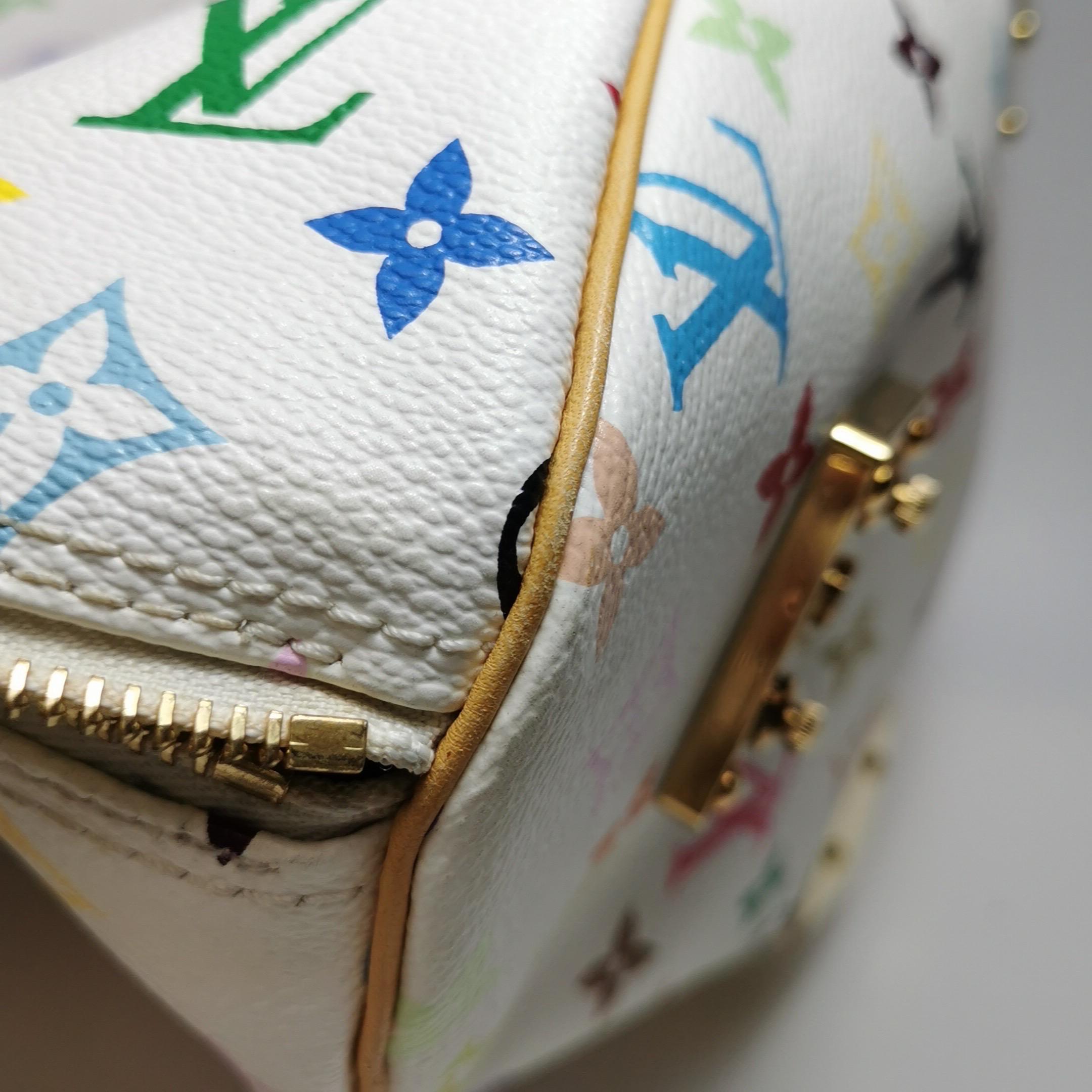 Louis Vuitton x Takashi Murakami Speedy 30 Lock Bianco Multicolor in vendita 9