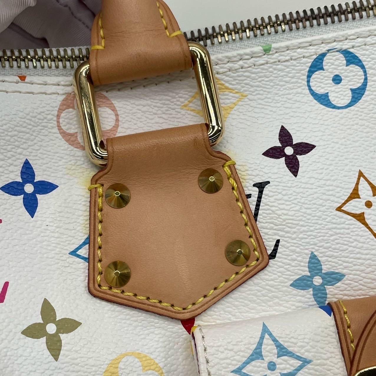 Louis Vuitton x Takashi Murakami Speedy 30 Lock White Multicolor For Sale 9