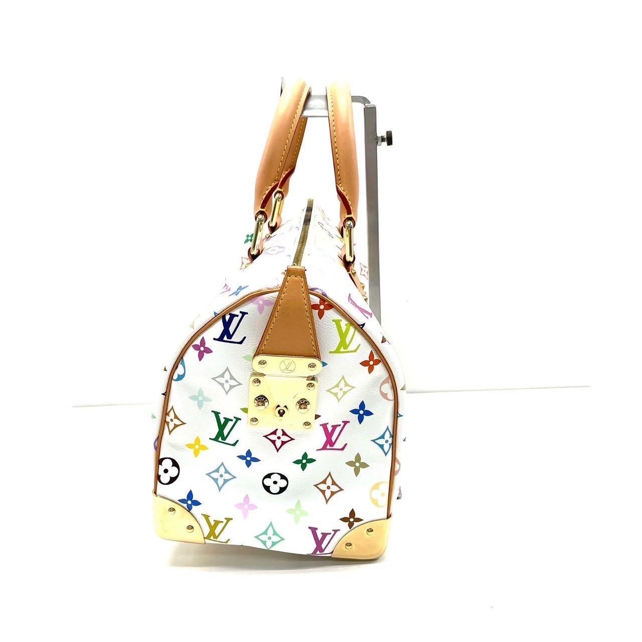 Louis Vuitton x Takashi Murakami Speedy 30 Lock White Multicolor For Sale 10