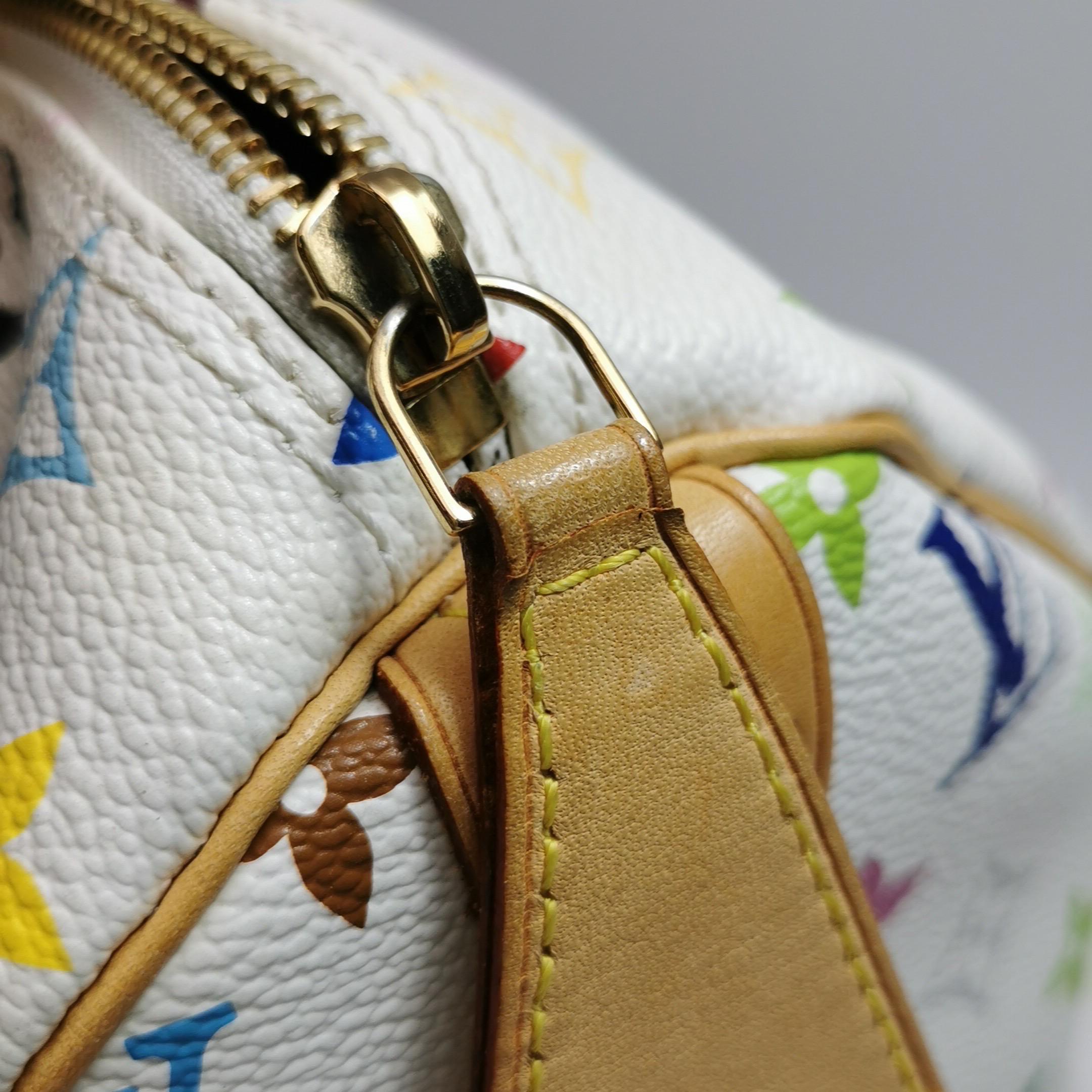 Louis Vuitton x Takashi Murakami Speedy 30 Lock Bianco Multicolor in vendita 11