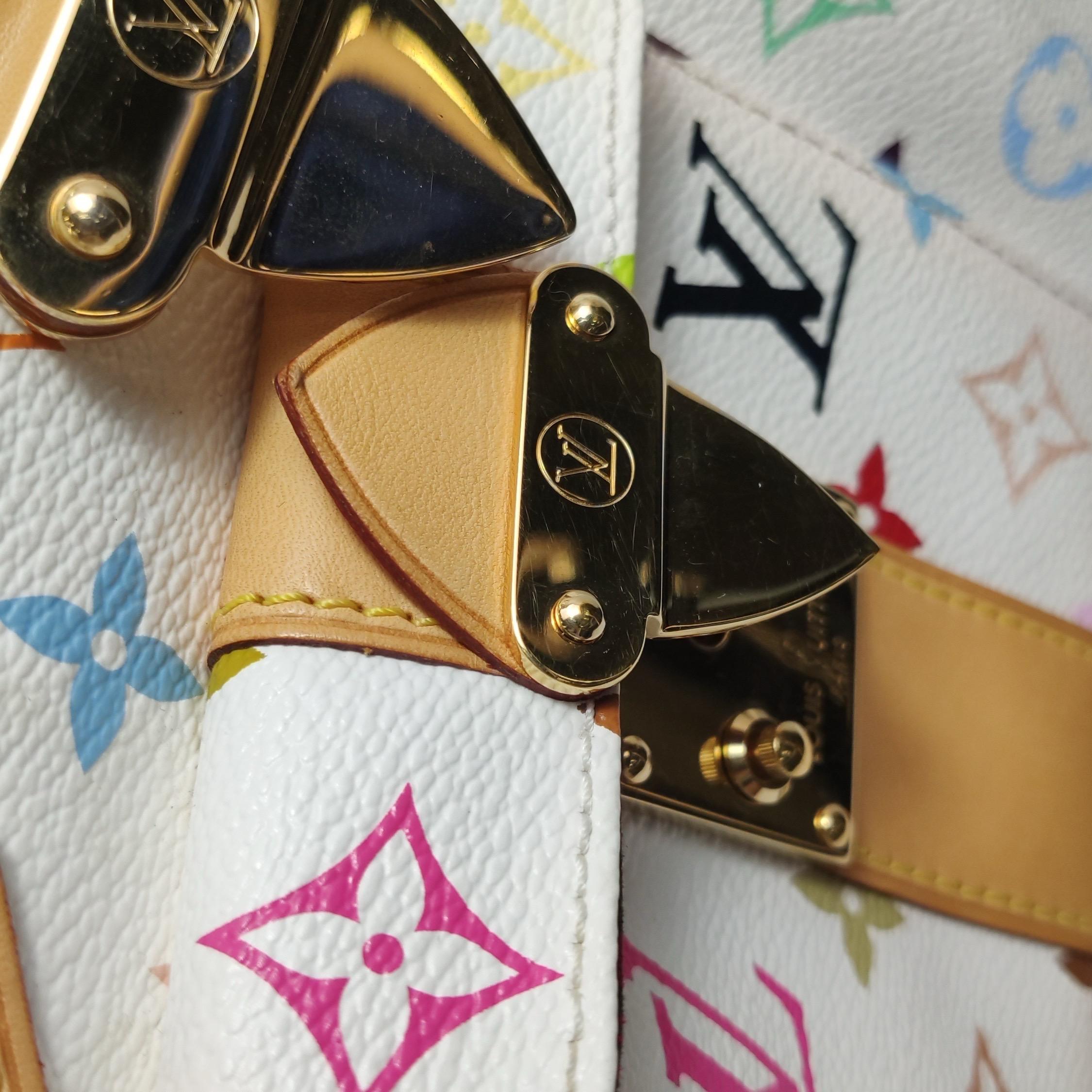 Louis Vuitton x Takashi Murakami Speedy 30 Lock White Multicolor For Sale 11