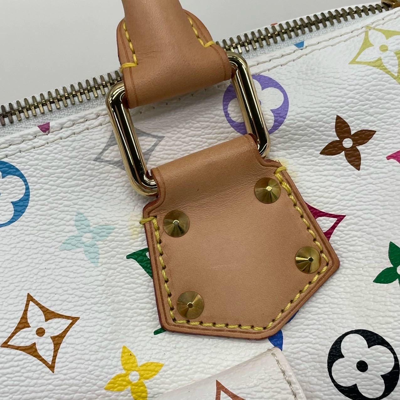 Louis Vuitton x Takashi Murakami Speedy 30 Lock White Multicolor For Sale 11