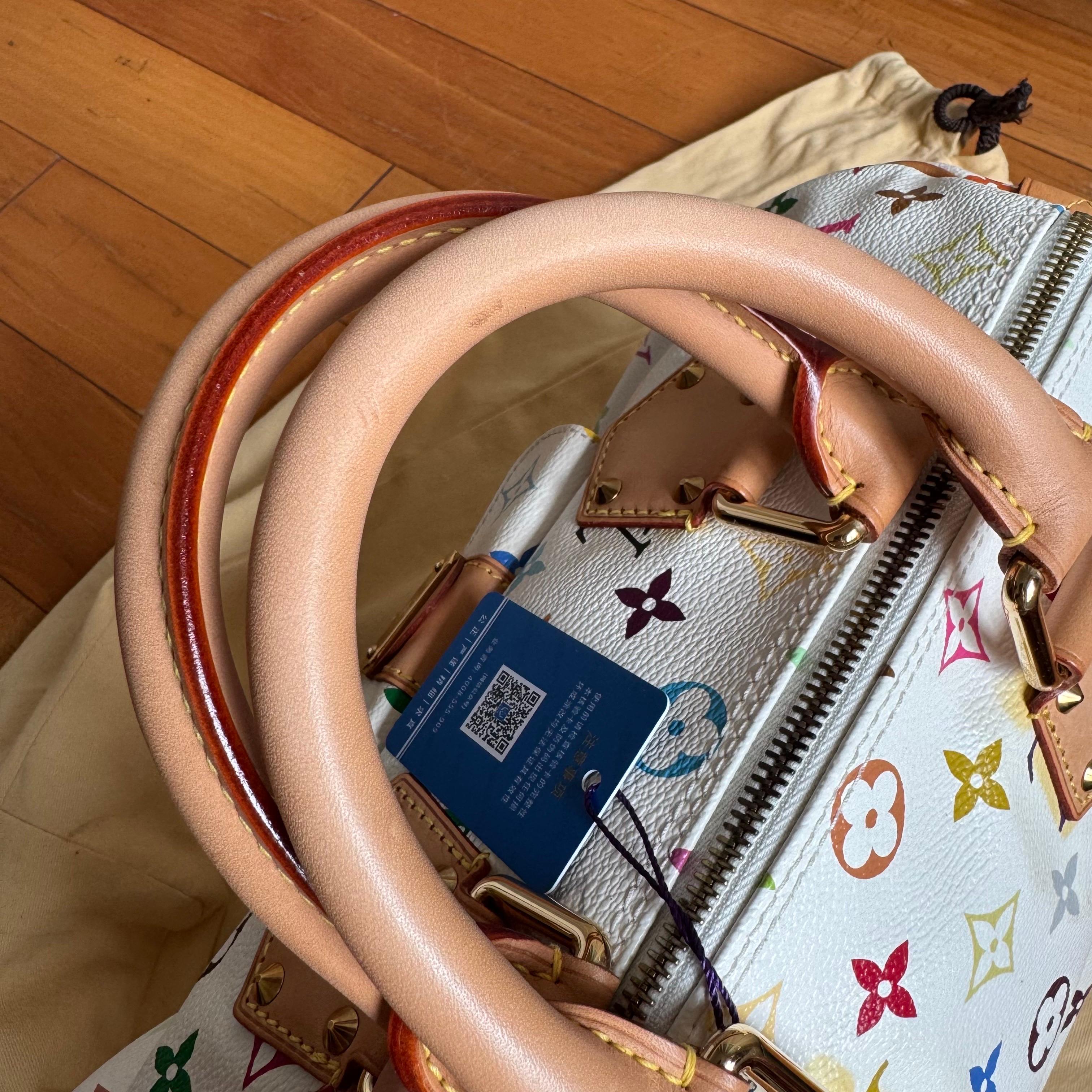 Louis Vuitton x Takashi Murakami Speedy 30 Lock White Multicolor For Sale 13