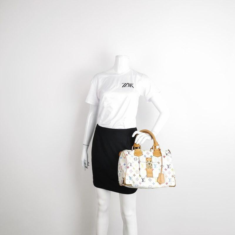 Louis Vuitton x Takashi Murakami Speedy 30 Lock White Multicolor
 These are professional photos of the actual bag.
 Design by the French fashion house, Louis Vuitton in collaboration with Takashi Murakami.
 Condition: GOOD
 This authentic preloved/