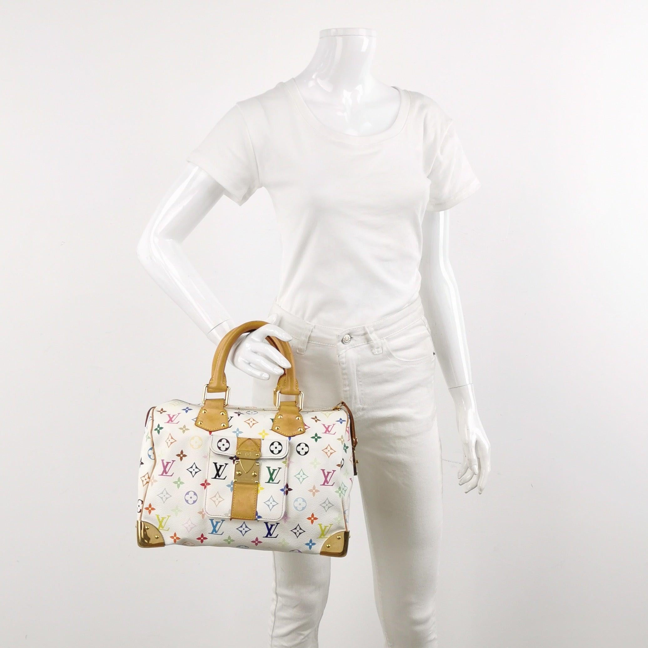 Louis Vuitton x Takashi Murakami Speedy 30 Lock White Multicolor
 These are professional photos of the actual bag.
 Design by the French fashion house, Louis Vuitton in collaboration with Takashi Murakami.
 Condition: GOOD
 This authentic preloved/