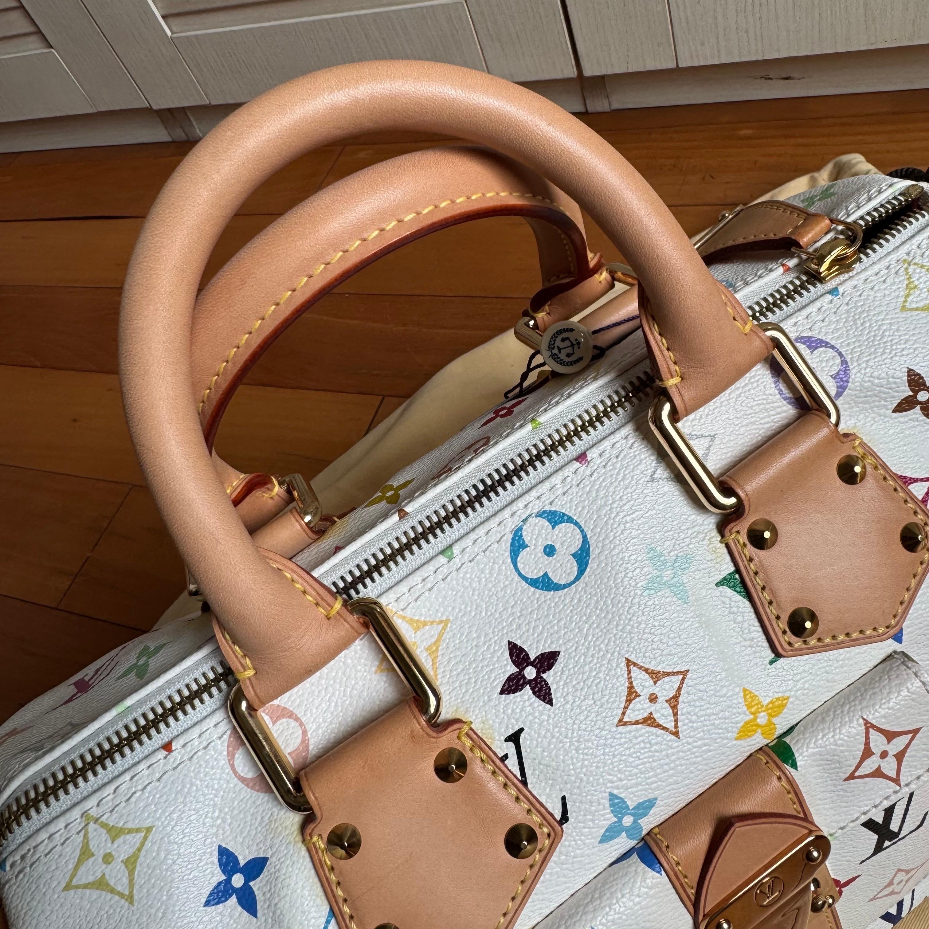Louis Vuitton x Takashi Murakami Speedy 30 Lock White Multicolor For Sale 15