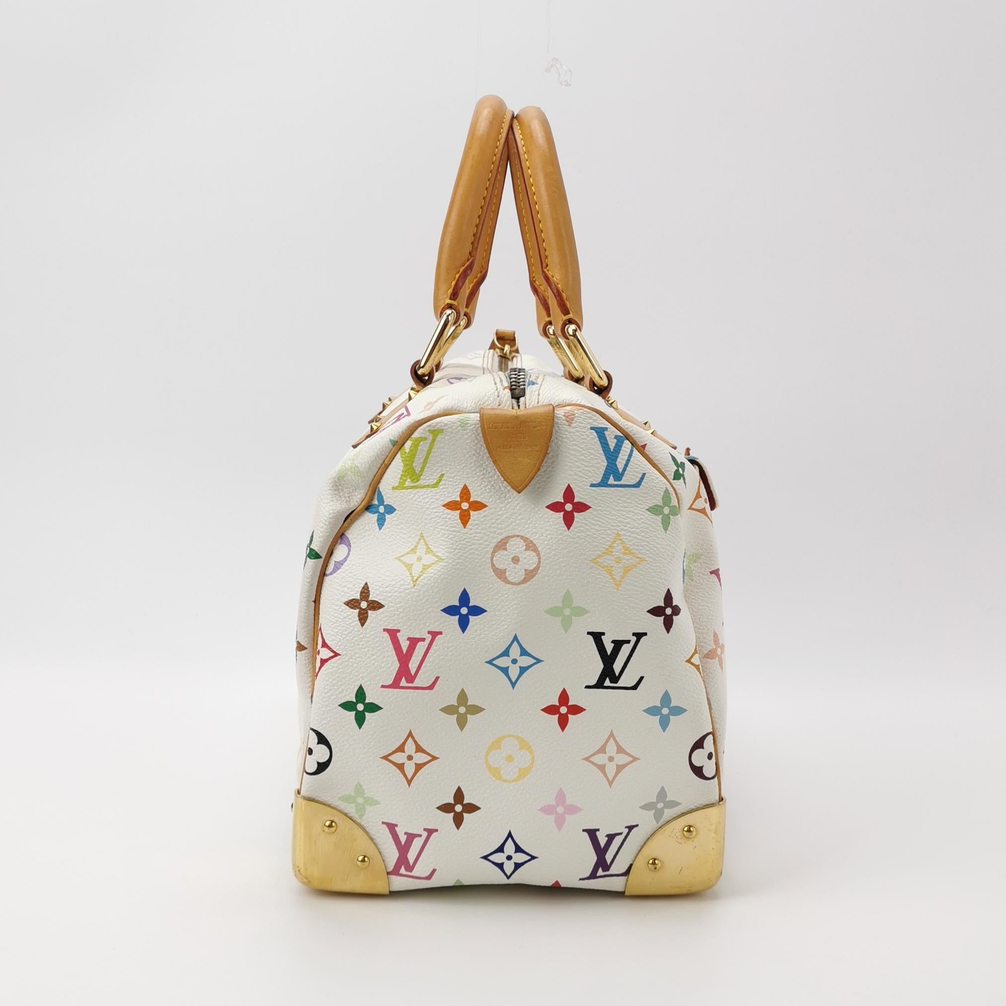 Women's Louis Vuitton x Takashi Murakami Speedy 30 Lock White Multicolor For Sale