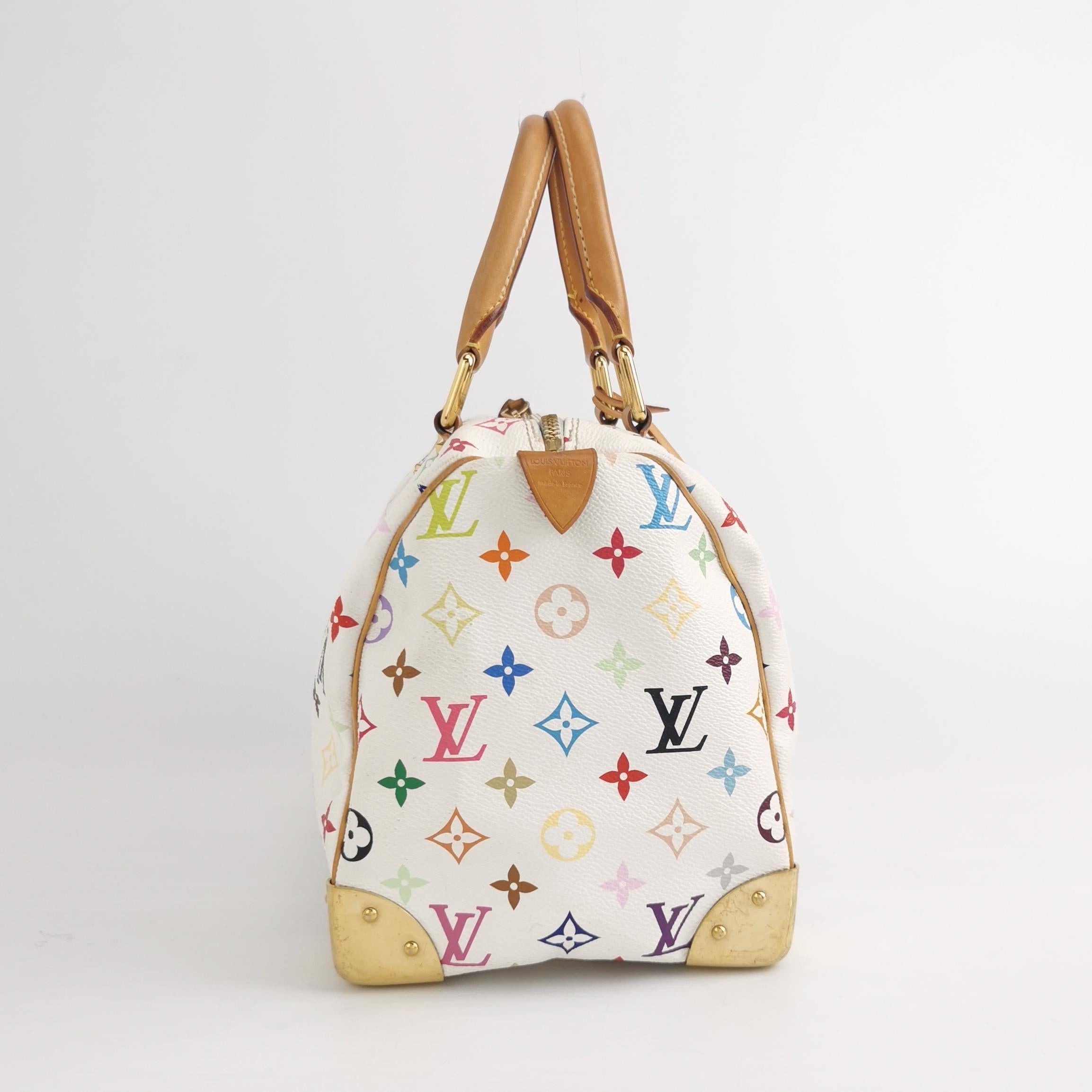 Women's Louis Vuitton x Takashi Murakami Speedy 30 Lock White Multicolor