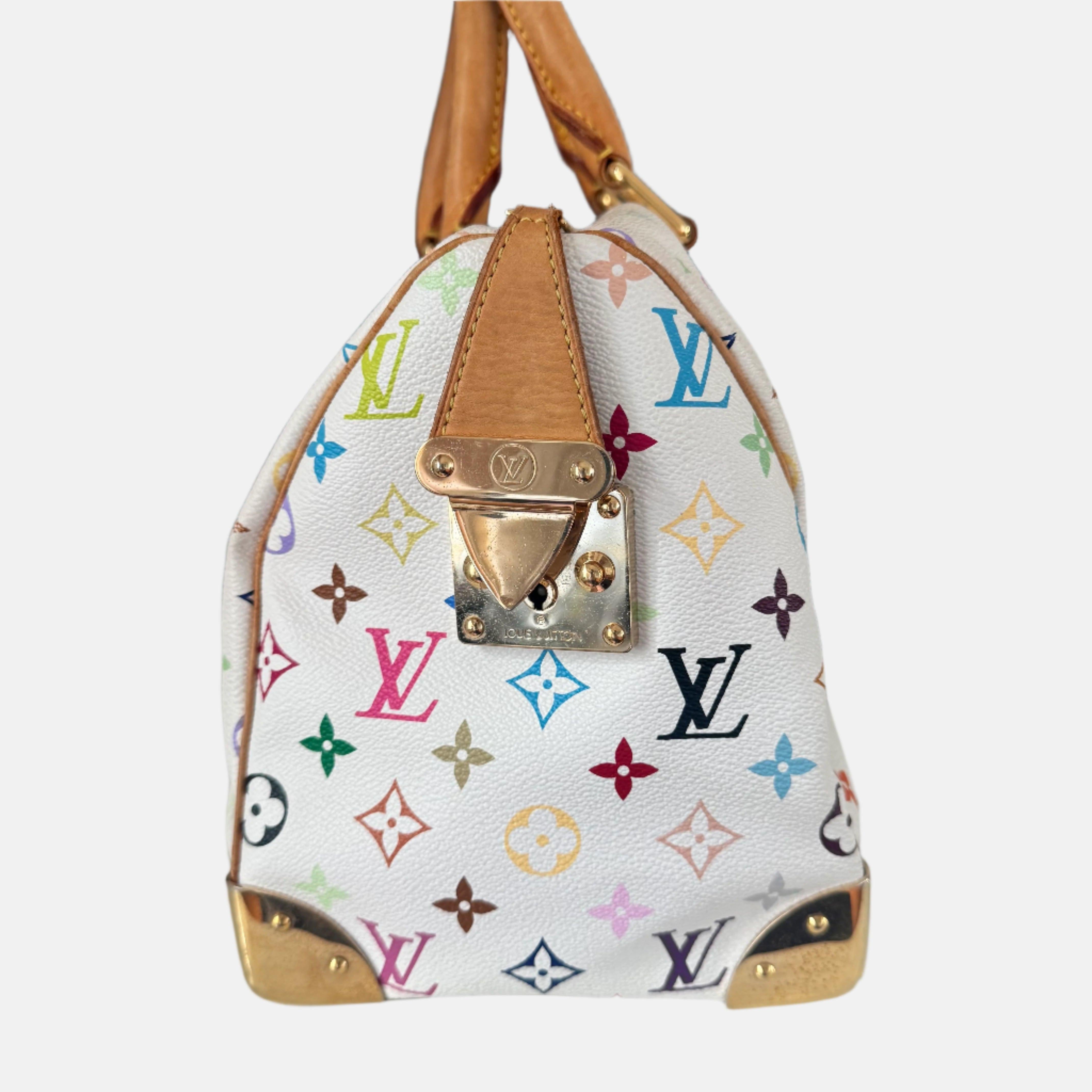 Louis Vuitton x Takashi Murakami Speedy 30 Lock White Multicolor In Good Condition In AUBERVILLIERS, FR